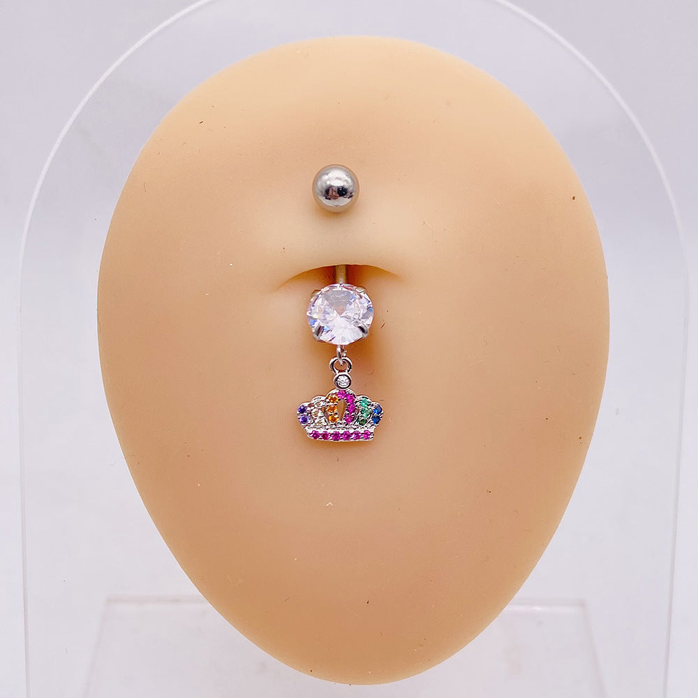 14G LGBT Star Heart Dangle Belly Ring - Surgical Steel Top Mount Piercing Jewelry for Women - Perfect for Pride Events, Parties & Body Piercing Enthusiasts