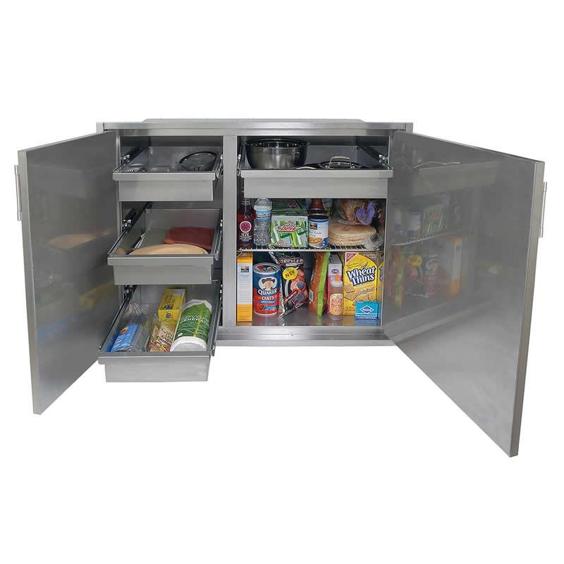 42 Inch Low Profile Sealed Dry Pantry Cabinet - AXEDSP 42L S3002 - Perfect for Kitchen Storage, Pantry Organization & Outdoor Alfresco Dining