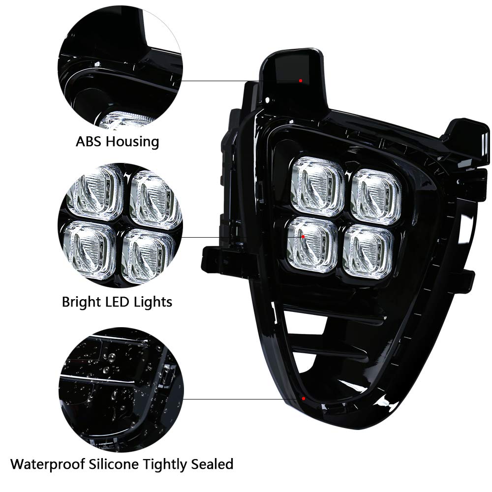 2019-2020 KIA Sorento LX/EX LED Daytime Running Lights & Fog Lights Kit - Bright White 4-Eye Design for Enhanced Visibility & Safety | Perfect for Night Driving, Foggy Conditions & Improved Road Presence