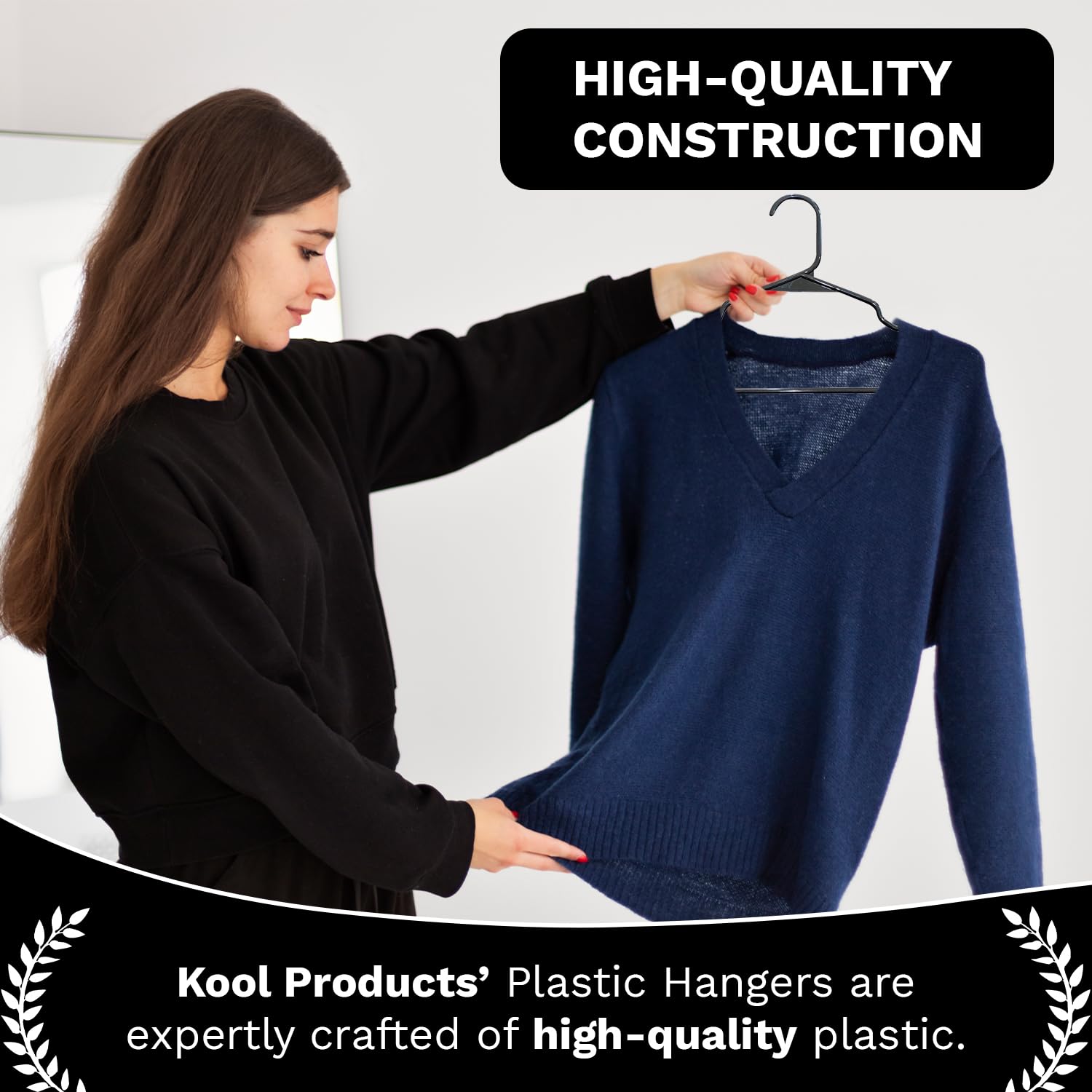 KP KOOL PRODUCTS 25-Pack Heavy Duty Plastic Clothes Hangers - Space Saving Black Hangers for Shirts, Jeans, Jackets & Coats - Durable Wardrobe Organizers for Closet Storage & Laundry Room Organization