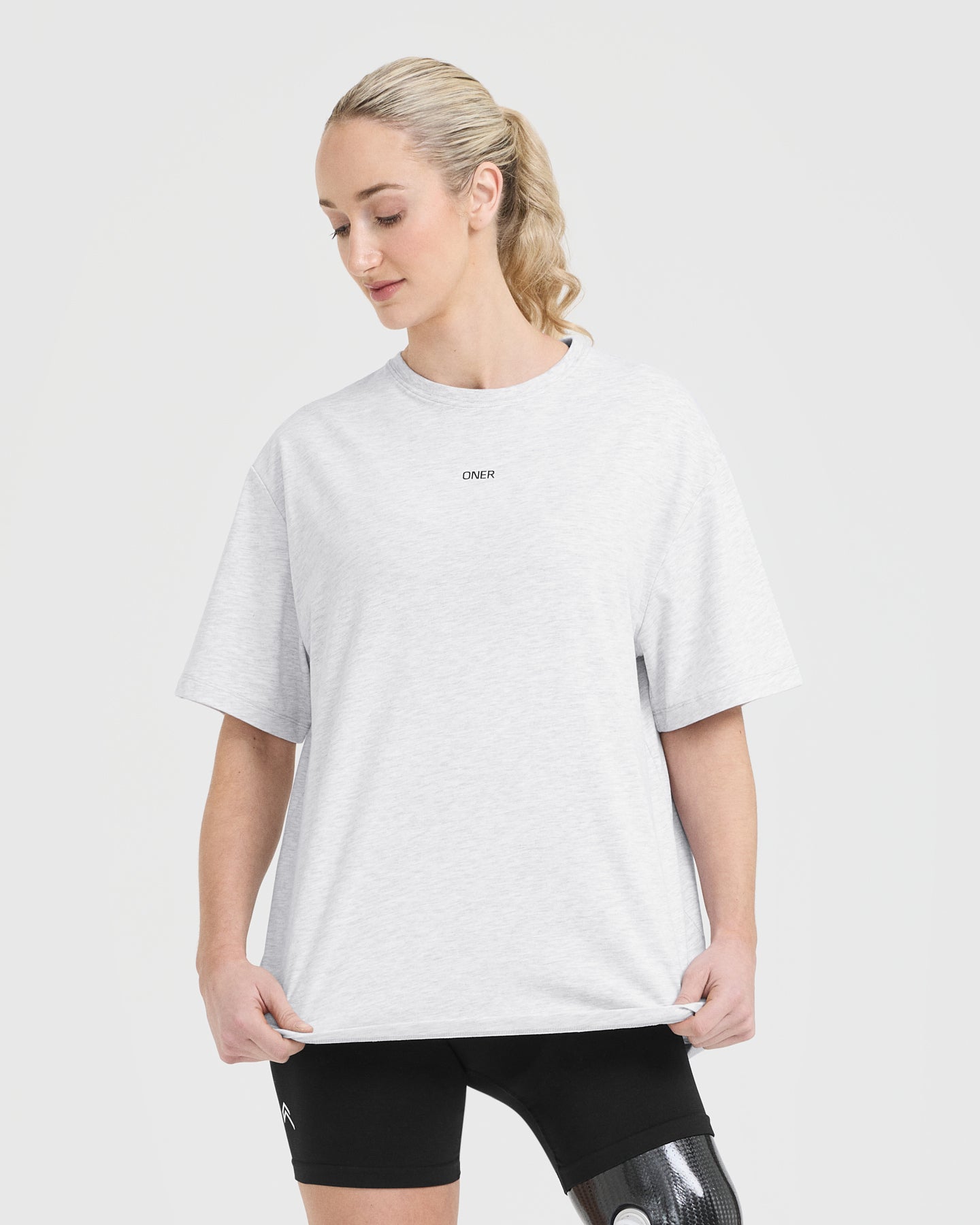 Classic Oner Graphic Oversized Lightweight T-Shirt for Men & Women | Soft Cotton Vintage Tee | Light Grey Marl | Casual Streetwear, Lounge & Everyday Wear