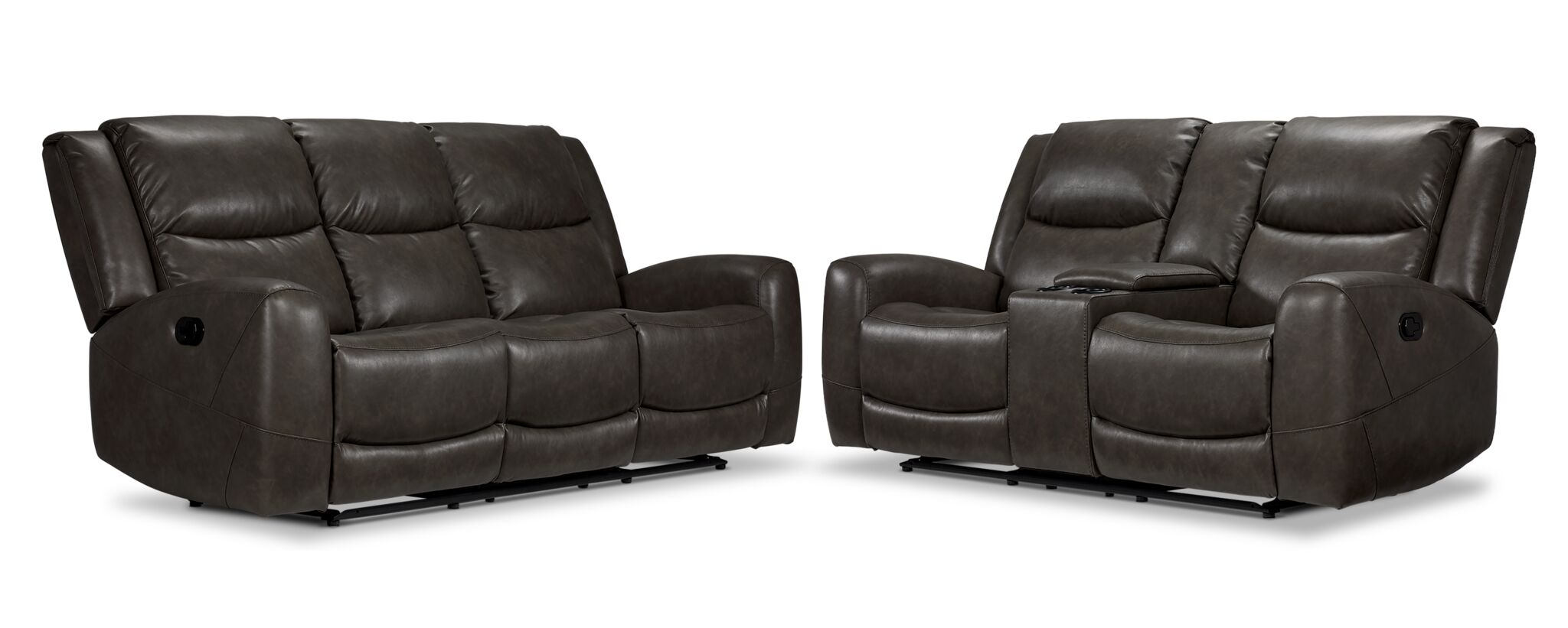 Copley Reclining Sofa and Loveseat Set in Slate Gray - Modern Living Room Furniture for Relaxation and Entertainment