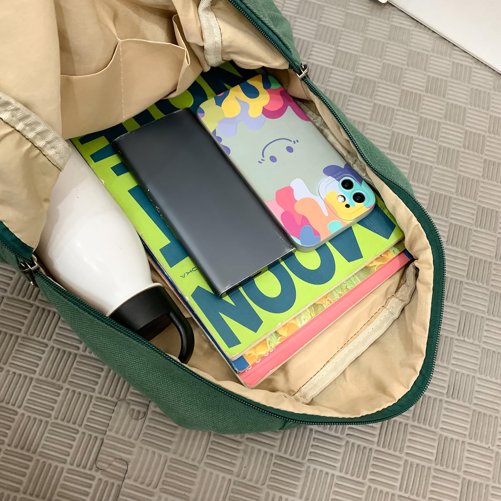 Stylish Vintage Green Canvas Mini Backpack for Women & Teen Girls - Cute Aesthetic Small Purse Bookbag for School, Travel & Everyday Use
