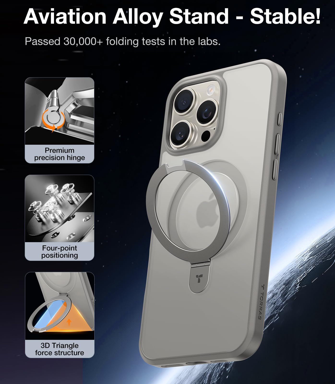 TORRAS Magnetic Stand Case for iPhone 16 Pro (6.3