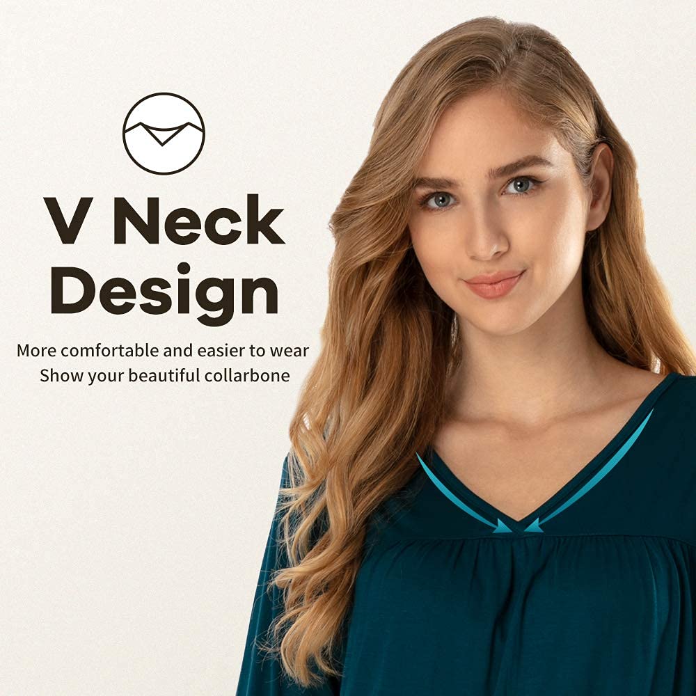 MANCYFIT Women's Soft Long Sleeve Pajama Set - V-Neck Sleepwear & Lounge PJS for Cozy Nights, Home Relaxation and Gift Giving