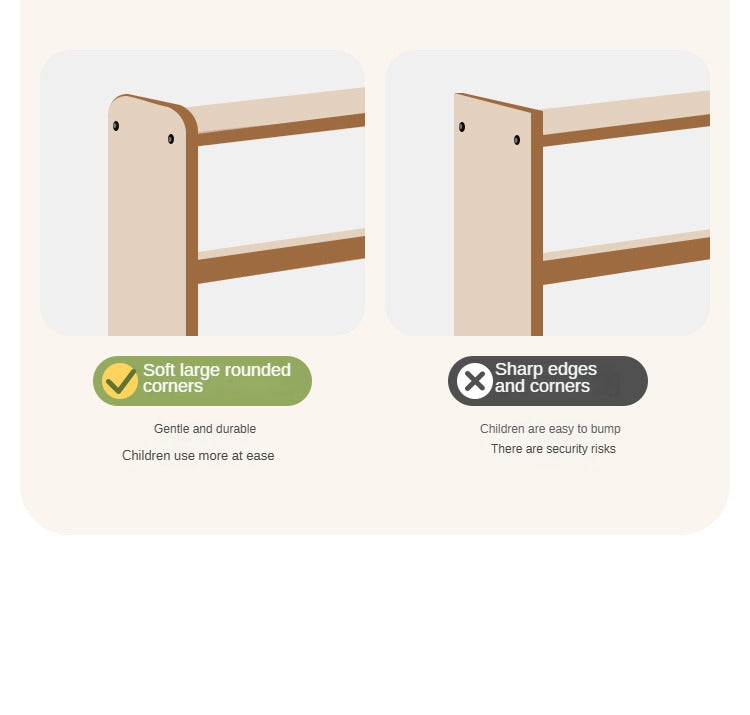 Solid Wood Kids Bookshelf - Beech, Oak, Poplar - Multi-Functional Storage Shelf for Bedroom, Playroom & Nursery Organization