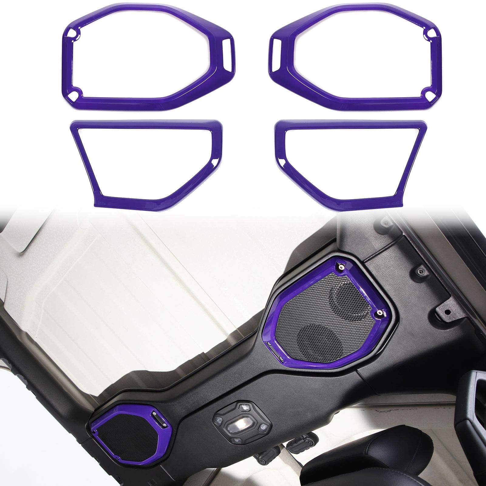Voodonala ABS 4-Piece Purple Speaker Audio Trim & A Pillar Trim for 2018-2023 Jeep Wrangler JL/JLU & Gladiator JT - Interior Upgrade for Enhanced Sound & Style