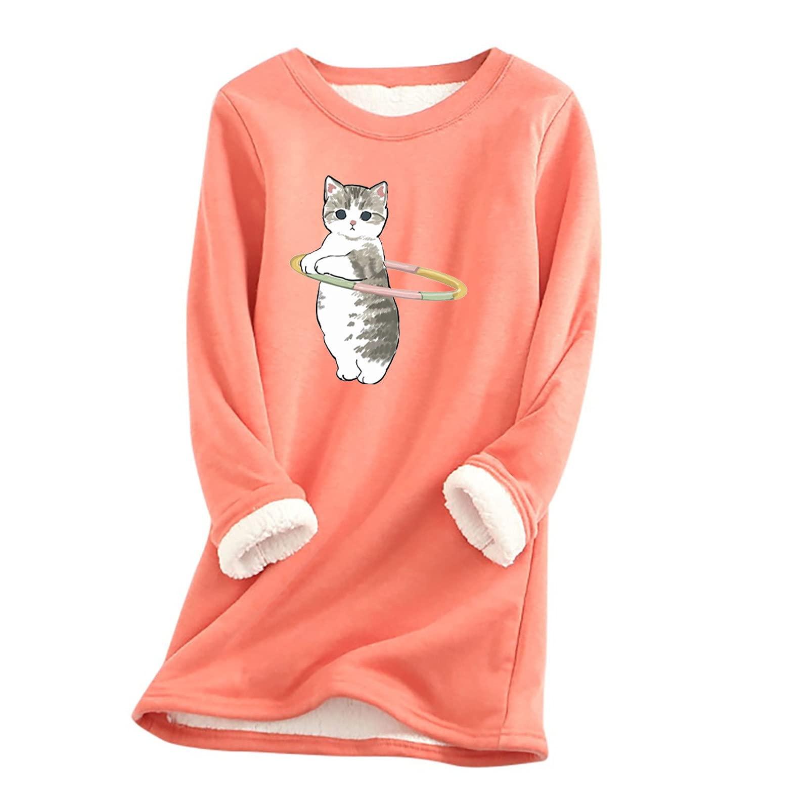 LIKIO Women's Fleece Nightgown - Soft Long Sleeve Sleepwear with Cute Print, Round Neck Lounge Shirt for Women | Cozy Winter Sleepwear & Home Relaxation