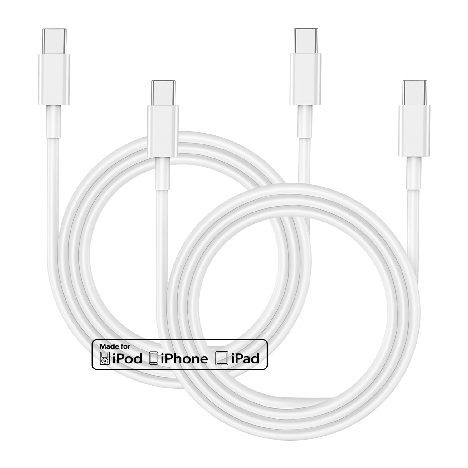 2-Pack 1M USB C to USB C Fast Charging Cable for iPhone 15/16 Series & iPad - Compatible with iPhone 16 Pro Max/15 Pro/15 Plus - High Speed Type C Charger for Home, Office & Travel