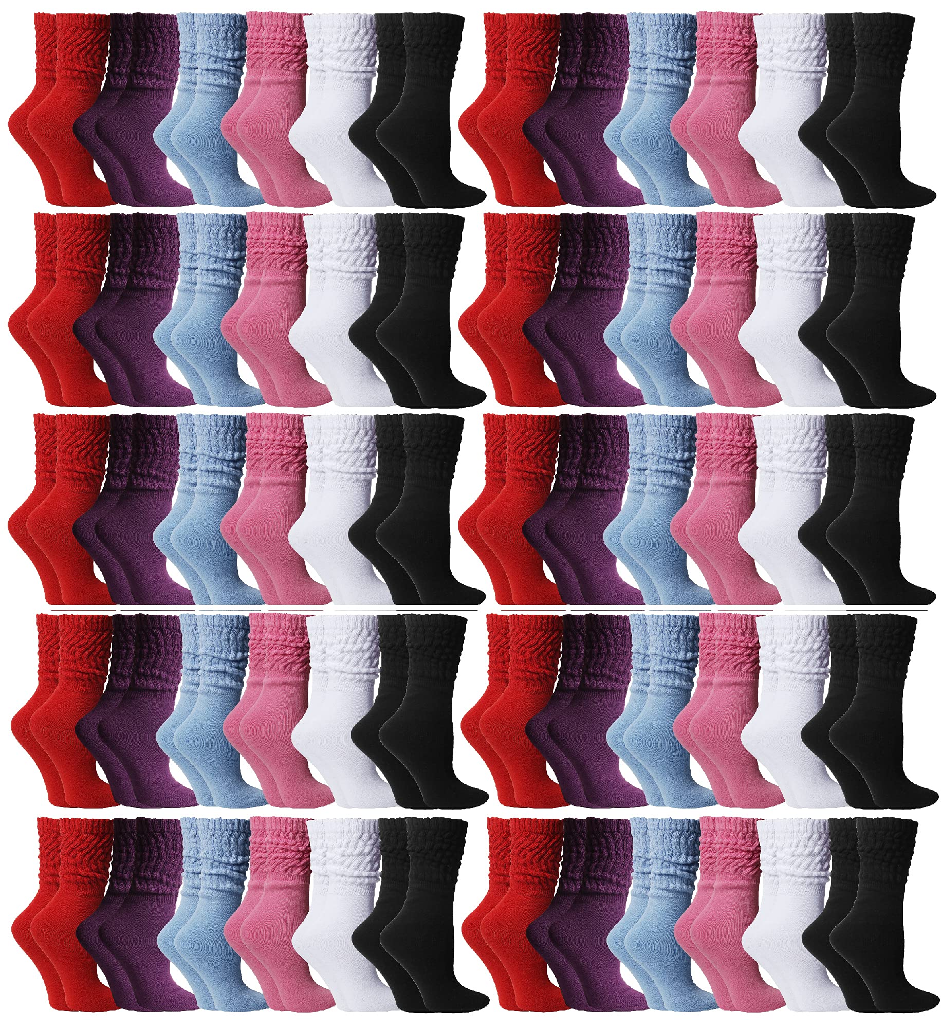 Yacht & Smith 60 Pack Women's Cotton Slouch Socks - Soft & Comfortable Knee High Boot Socks for Women - Perfect for Boots, Shoes & Casual Wear