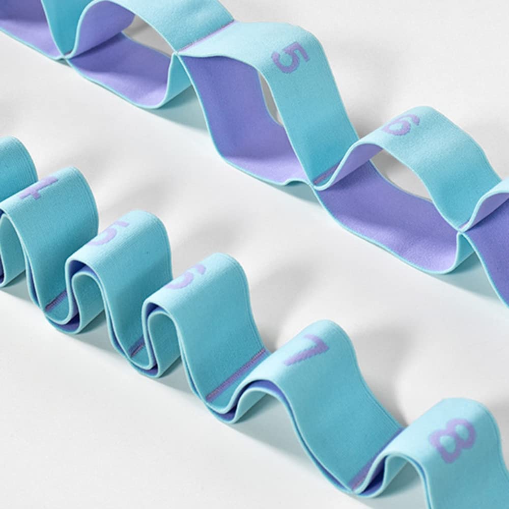 Premium Elastic Yoga Stretch Band - 11 Grid Resistance Loop for Pilates, Gym, Dance & Fitness Training - Blue - Ideal for Home Workouts, Flexibility Exercises & Strength Training