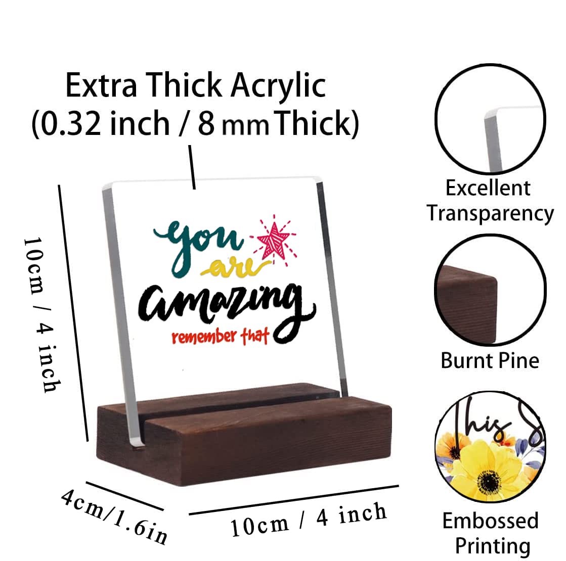 You Are Amazing Remember That - Clear Acrylic Motivational Desk Sign with Inspirational Quote - Encouragement Gift for Women, Best Friend & Coworker - Perfect for Office Decor, Birthday Gift & Daily Motivation