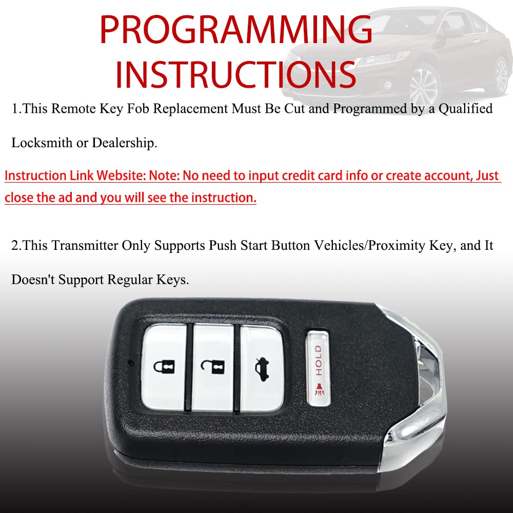 MechanMagic Key Fob Remote Replacement for Honda Accord 2013-2015 & Civic 2014-2015 - ACJ932HK1210A Keyless Entry Remote Control (72147-T2A-A01/72147-T2A-A02) - Perfect for Car Key Replacement & Keyless Entry System Upgrade