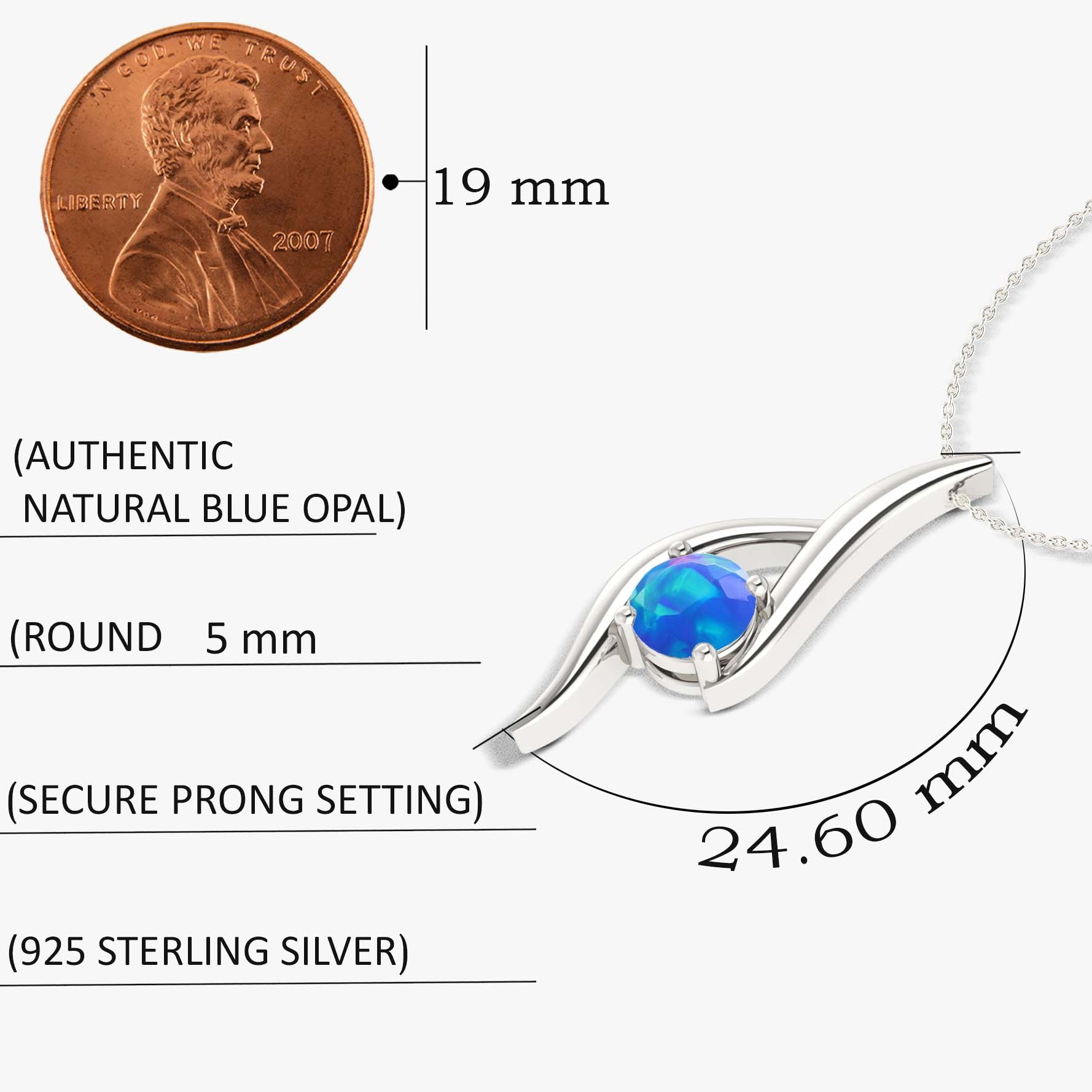 Natural Blue Opal Bypass Pendant Chain Necklace for Women - Elegant Boho Jewelry Gift for Birthday, Anniversary & Special Occasions