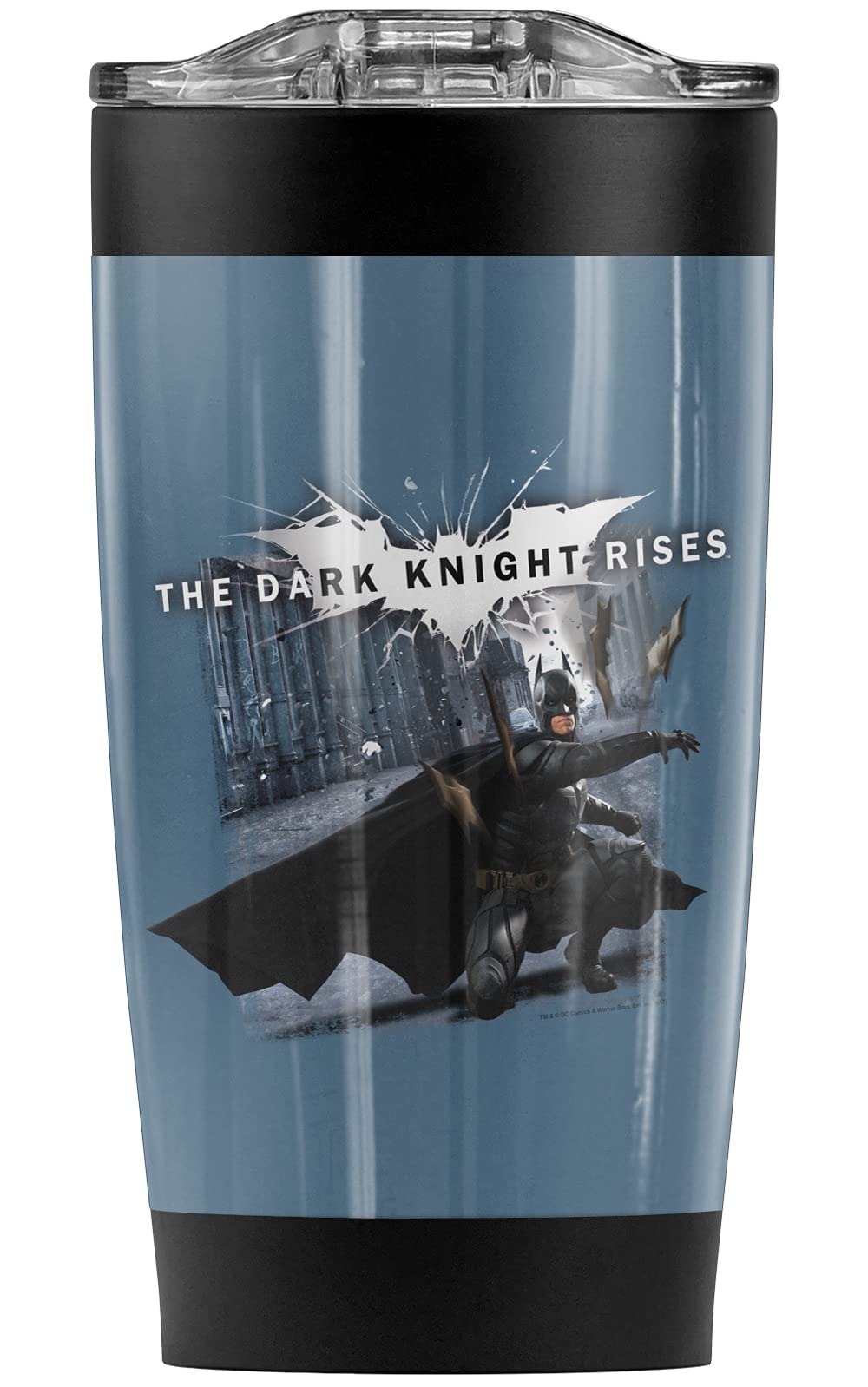 Batman Dark Knight Rises Batarang Throw Stainless Steel Tumbler 20 oz - Vacuum Insulated Coffee Travel Mug with Leakproof Sliding Lid | Double Wall Insulation for Hot & Cold Drinks | Perfect for Superhero Fans, Office Use, Gym, Camping and Outdoor Activities