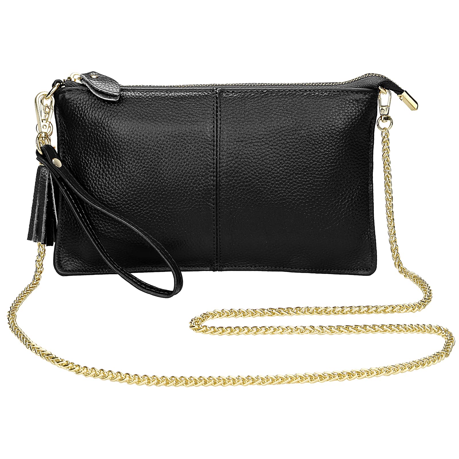 Uromee Women's Genuine Leather Wristlet Wallet Clutch Purse - Crossbody Bag with Detachable Shoulder Chain | Perfect for Everyday Use, Travel & Evening Events