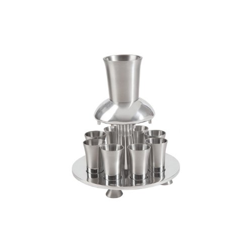 Yair Emanuel Anodized Aluminum Kiddush Fountain with 9 Cups - Elegant Jewish Ritual Wine Fountain for Shabbat, Holidays & Special Occasions