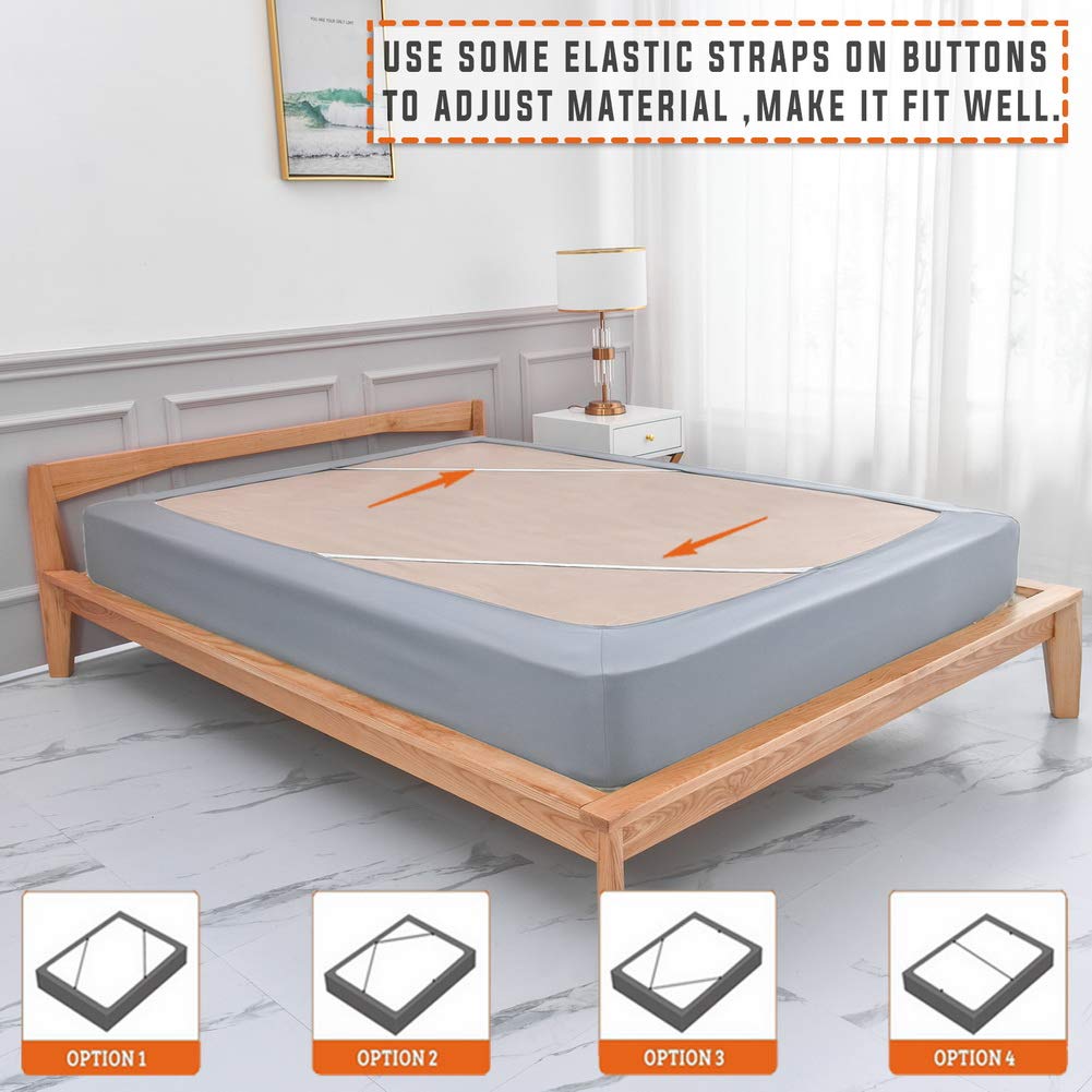 Twin Six Premium Bed Box Spring Cover & Mattress Protector Encasement - Queen/Split Queen Size, Light Grey - Upgrade Your Bed Skirt for Enhanced Bedroom Decor & Mattress Protection