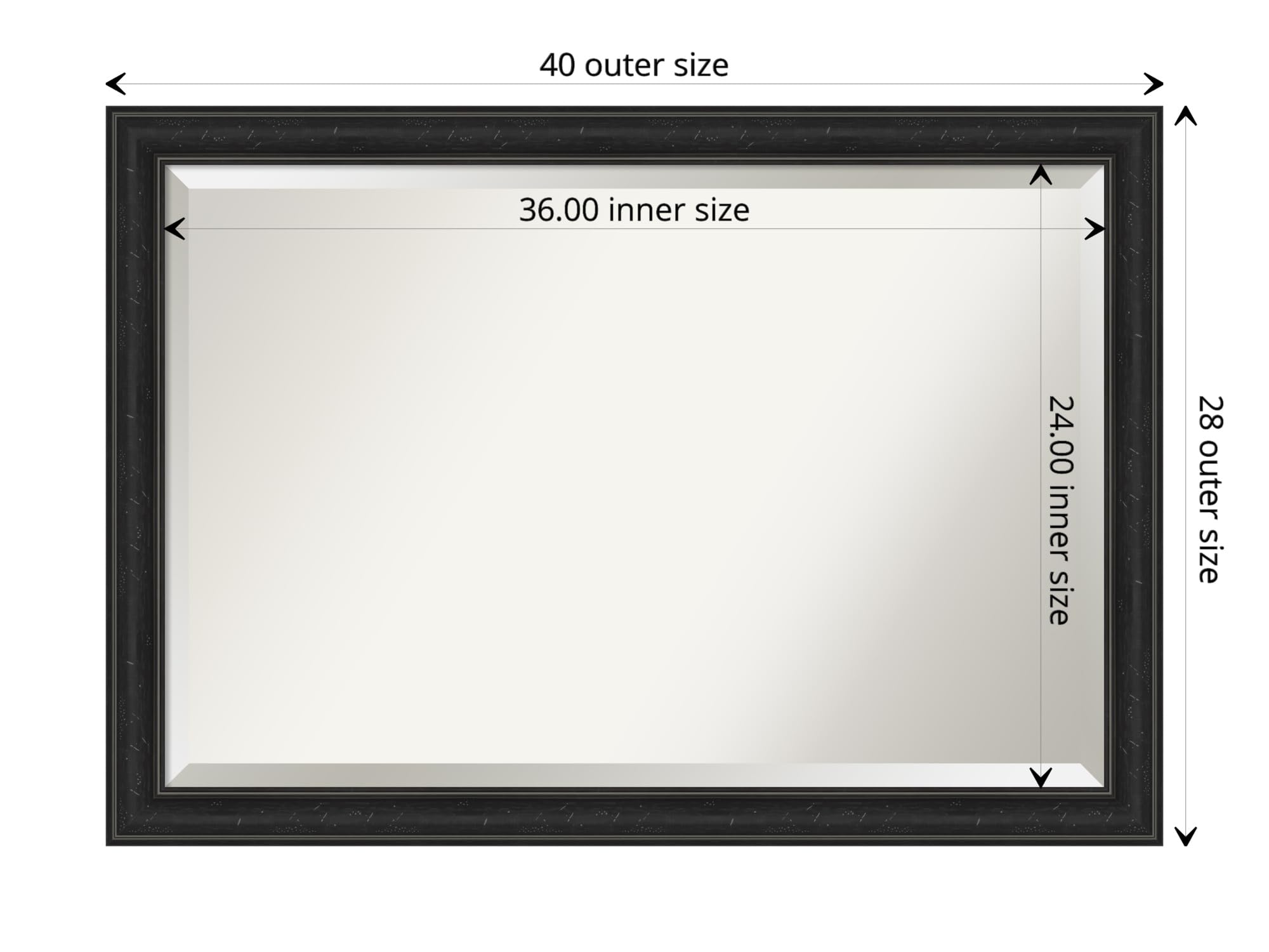 Amanti Art 28x40 Inch Black Wall Mirror - Rustic Farmhouse Rectangle Bathroom & Living Room Decor with Beveled Edge, Horizontal or Vertical Hanging for Bedroom, Entryway, Hallway, Bathroom & Home Office