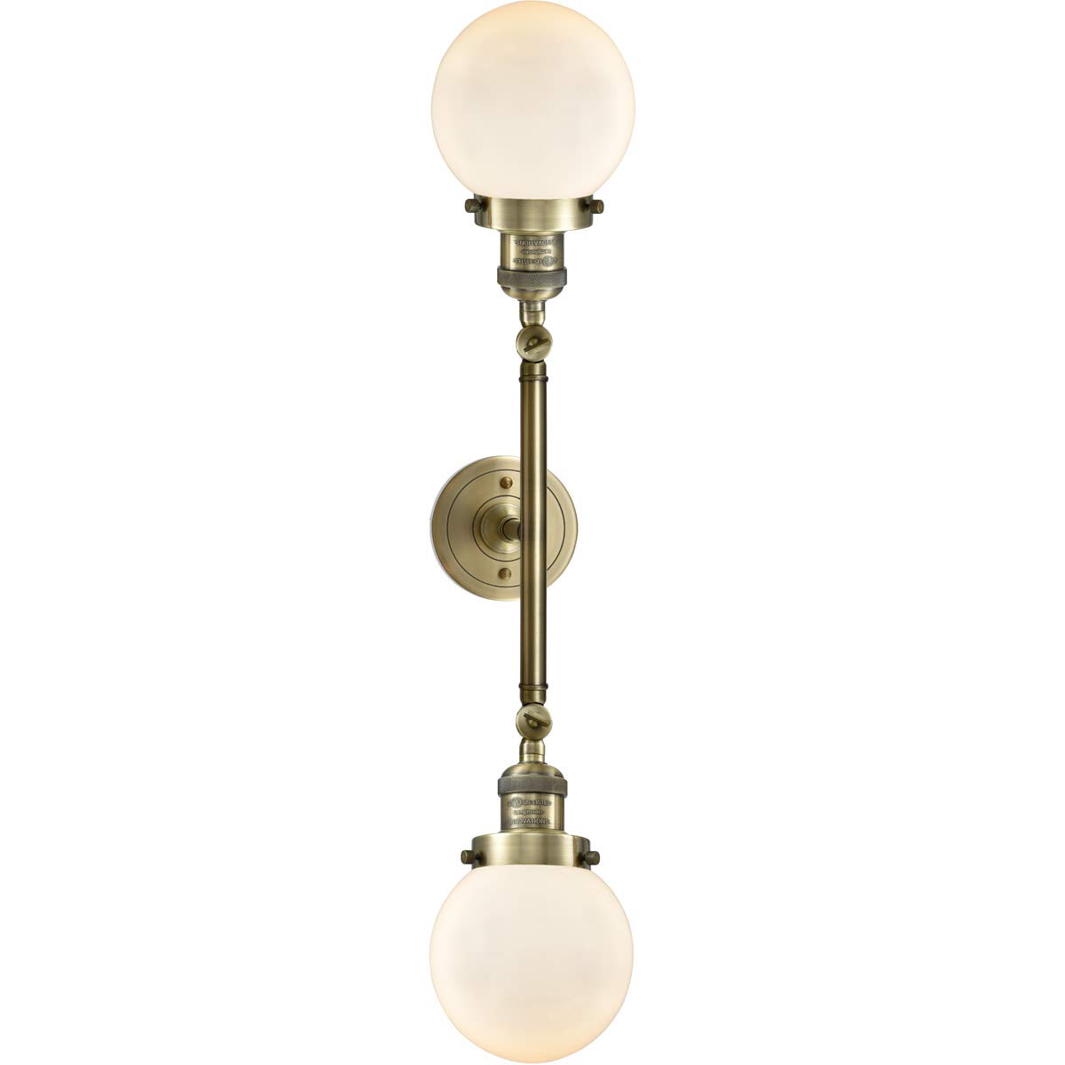 Vintage Dimmable LED Bathroom Light Fixture - 2-Light Antique Brass Finish, Energy Efficient Lighting for Bathroom Vanity, Powder Room & Dressing Area