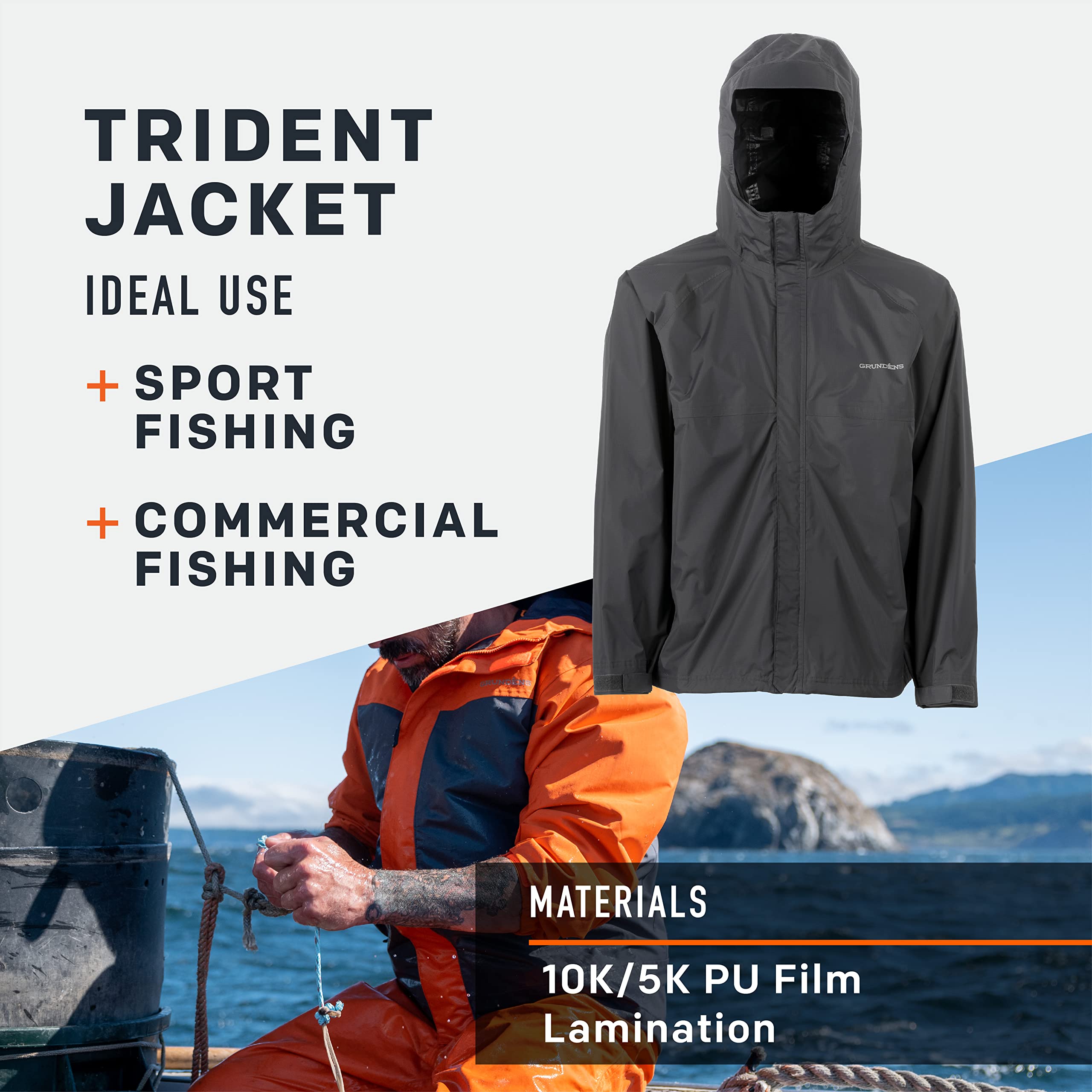 Grundéns Trident Jacket - Waterproof Fishing Jacket for Men & Women - Windproof & Breathable Outdoor Gear - Perfect for Fishing, Boating, and Harsh Weather Conditions