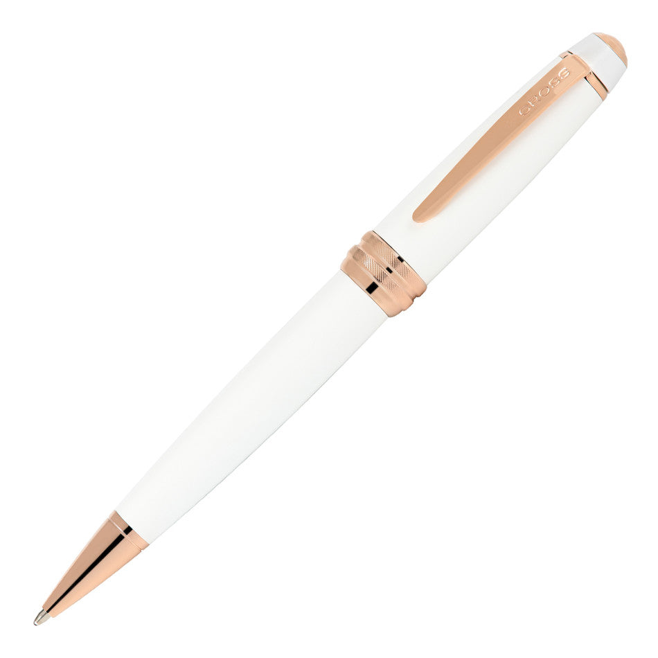 Premium Cross Bailey Ballpoint Pen - White Lacquer with Rose Gold Trim - Elegant Writing Instrument for Office, Business Gifts & Everyday Use
