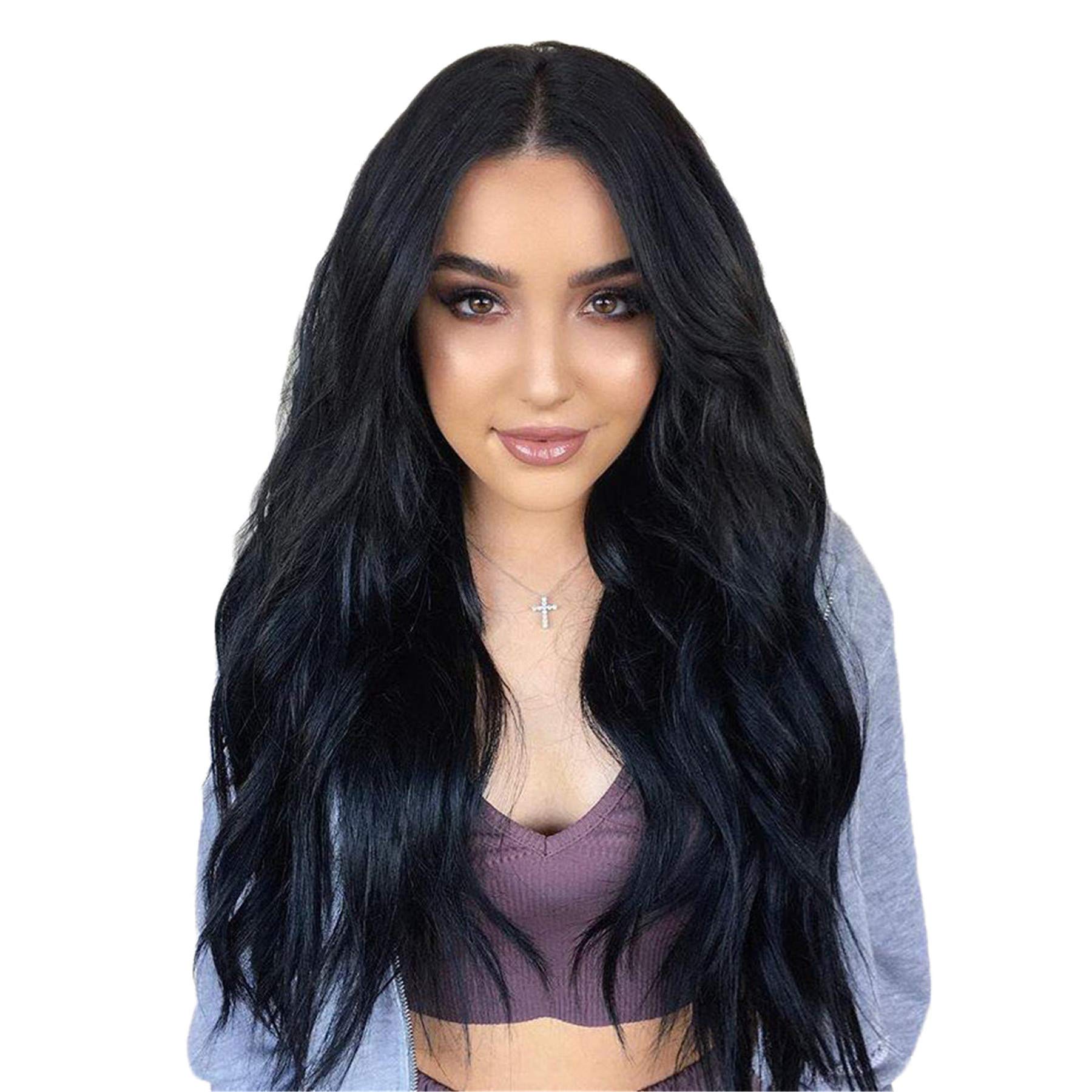 Andongnywell Long Curly Synthetic Lace Front Wigs for Black Women - Heat Resistant & High Density Human Hair Wigs for Daily Wear, Cosplay & Special Occasions