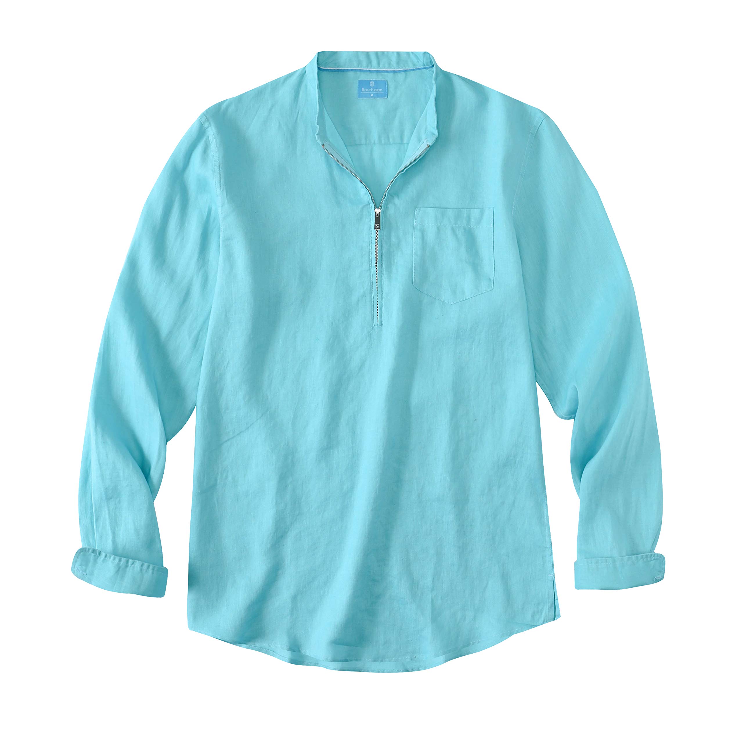 Men's 100% Linen Half-Zip Pullover Shirt | Breathable Summer Casual Top | Perfect for Outdoor Activities & Office Wear