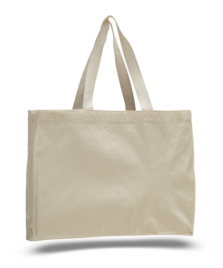 Natural Color Large Full Gusset Cotton Canvas Tote Bags (35, Natural) - Durable Eco-Friendly Shopping & Beach Tote for Women