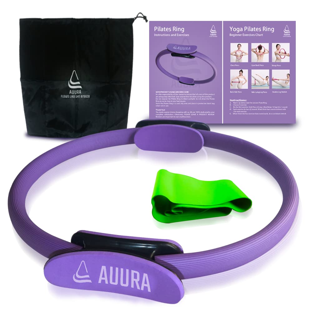 Pilates Ring for Women - Yoga Magic Circle with Resistance Bands & Carry Bag - Home Fitness Equipment for Kegel Exercise, Inner Thighs, Abs & Legs Workout - Perfect for Home Gym, Yoga Studio & Physical Therapy