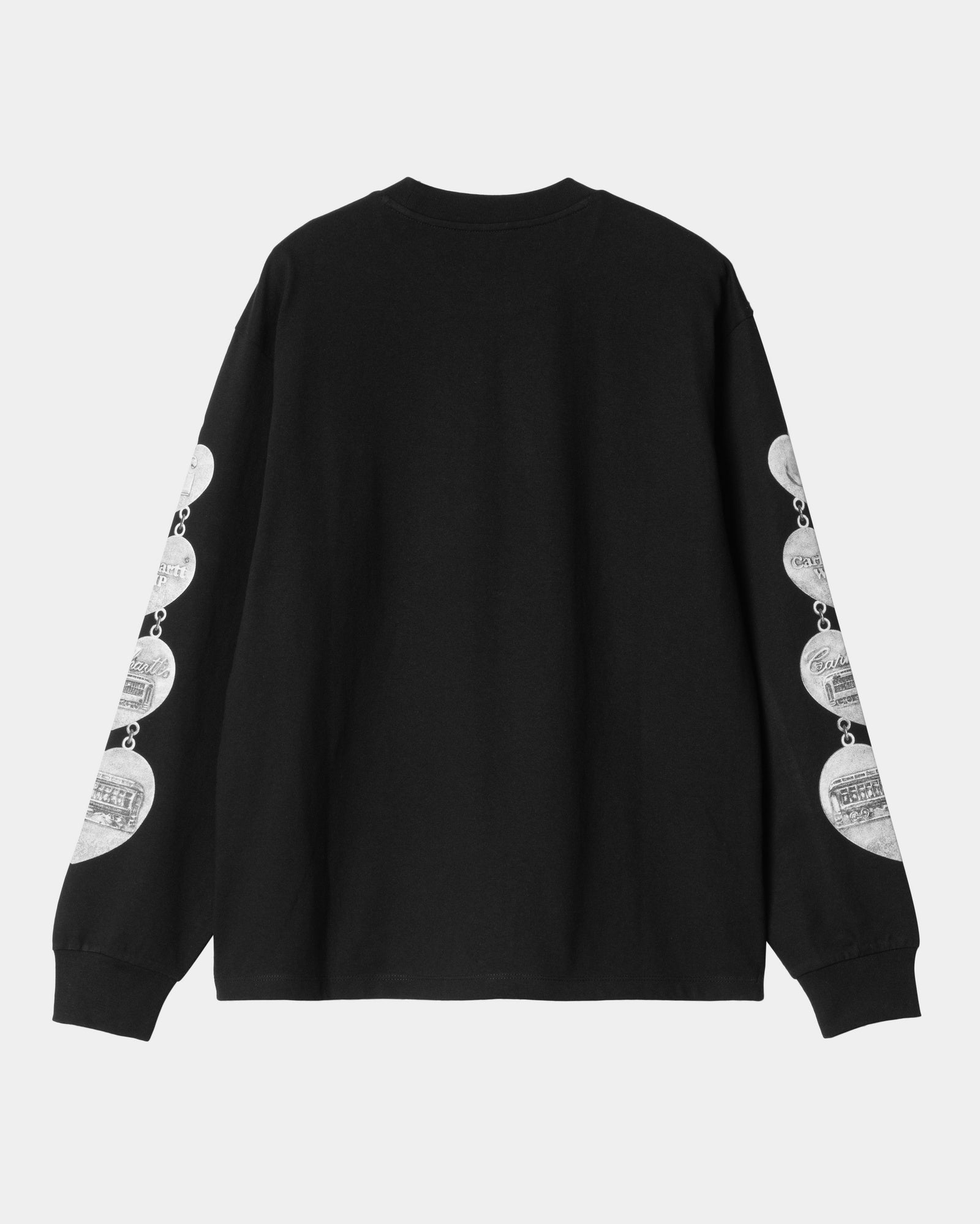 Women's Fashion Long Sleeve Chain Print T-Shirt - Stylish Black Top for Casual Wear, Layering & Everyday Outfits