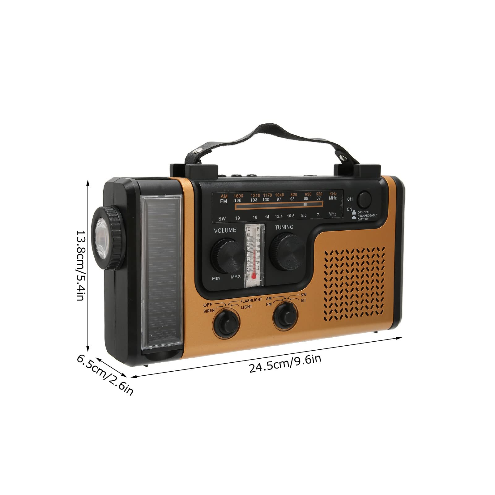 SYH&AQYE 便携式LED太阳能收音机，2000mAh AM FM SW手摇MP3播放器，内置扬声器，带应急手电筒，适用于露营、徒步、夜间、紧急情况、户外探险、家庭备用