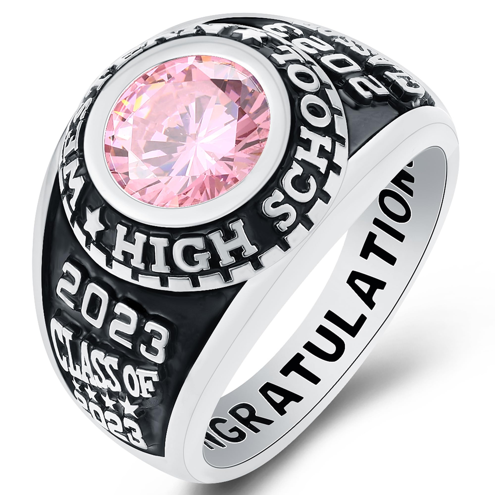 Custom Personalized Class Rings for Men & Women - Gold Plated & Sterling Silver High School & College Rings (Size 5-15) - Perfect for Graduation Gifts, Alumni Pride & Special Occasions