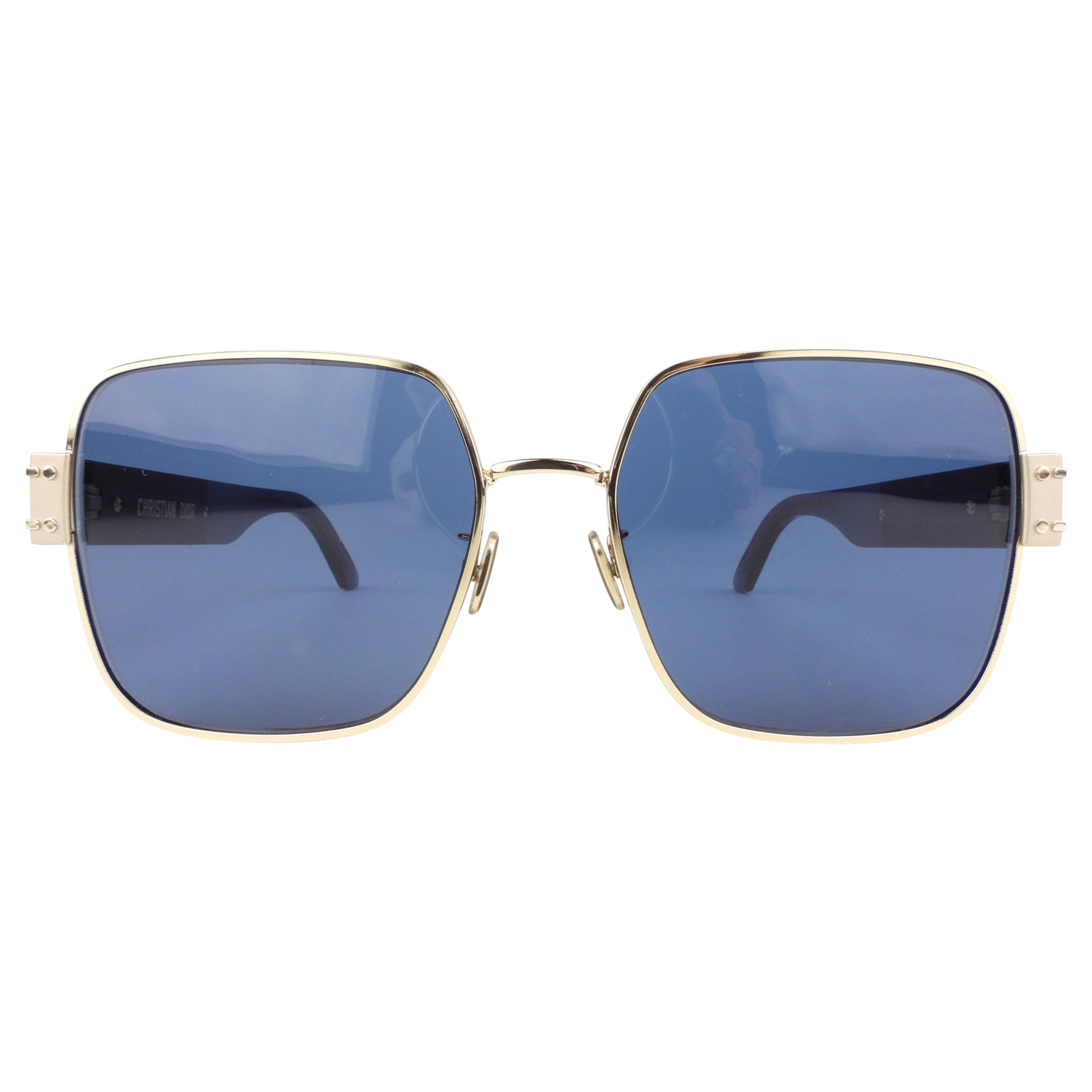 Dior Blue and Gold Square S4U Sunglasses for Women - Luxury Designer Shades for Fashion & Outdoor Activities