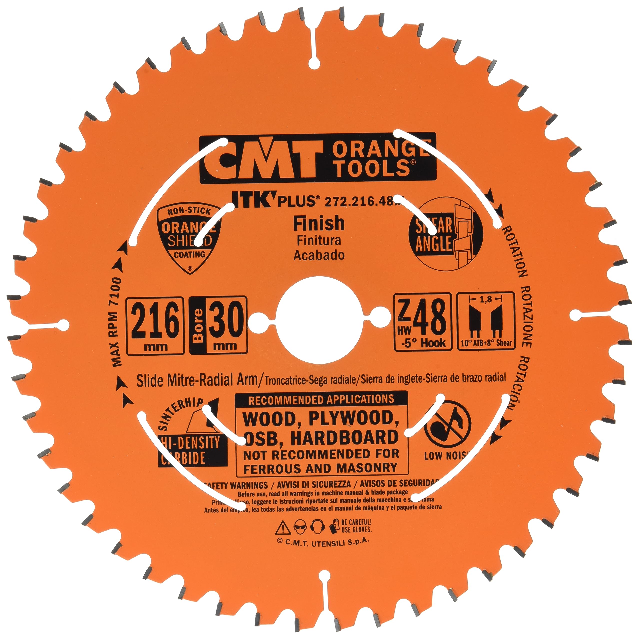 CMT ITK Plus HW Circular Saw Blade 216mm x 1.8mm x 30 Teeth 48° ATB + Shear - 5 Scale for Woodworking & Precision Cutting | Perfect for Plywood, MDF, and Hardwood Projects