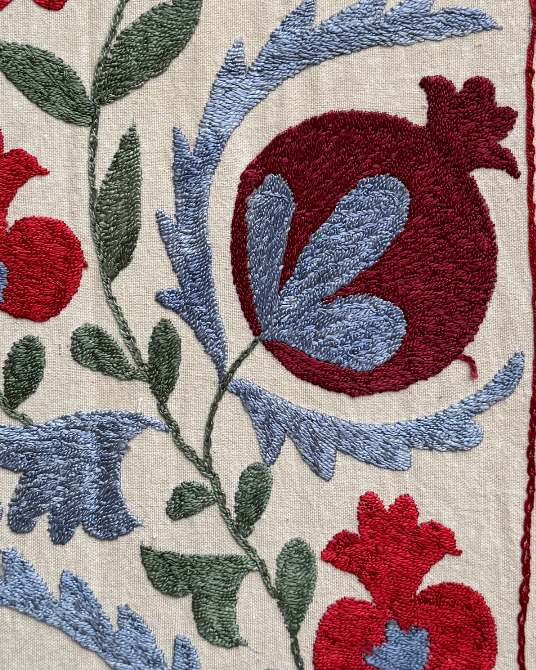 Handmade Suzani Embroidered Wall Art No. 8 - Traditional Uzbek Textile Decor for Living Room, Bedroom & Boho Home Decor
