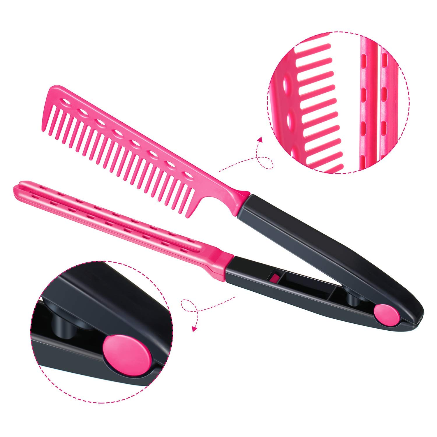 Alexvyan Pink V-Shaped Straightening Comb - Salon Hair Brush for Smooth & Tangle-Free Styling, Professional Hair Straightener for Knotty & Curly Hair (Pink) - Perfect for Home Use, Travel & Salon Styling
