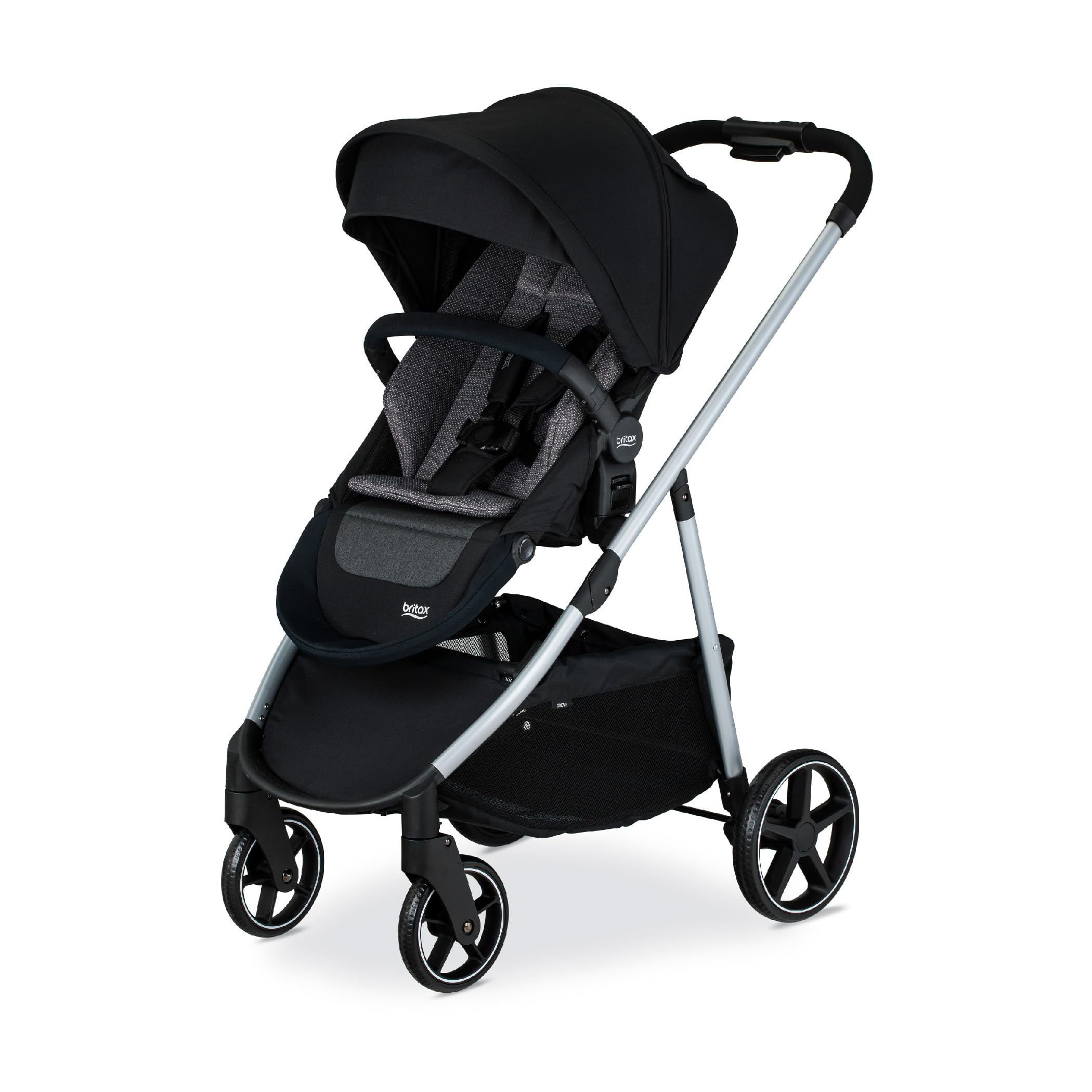 **Britax Grove™ Modular Stroller – Lightweight Travel Stroller with CozyFit™ Insert & Bumper Bar | 6 Riding Modes | SafeWash Fabric | Pindot Onyx Design | Perfect for City Walks, Travel & Everyday Use**
