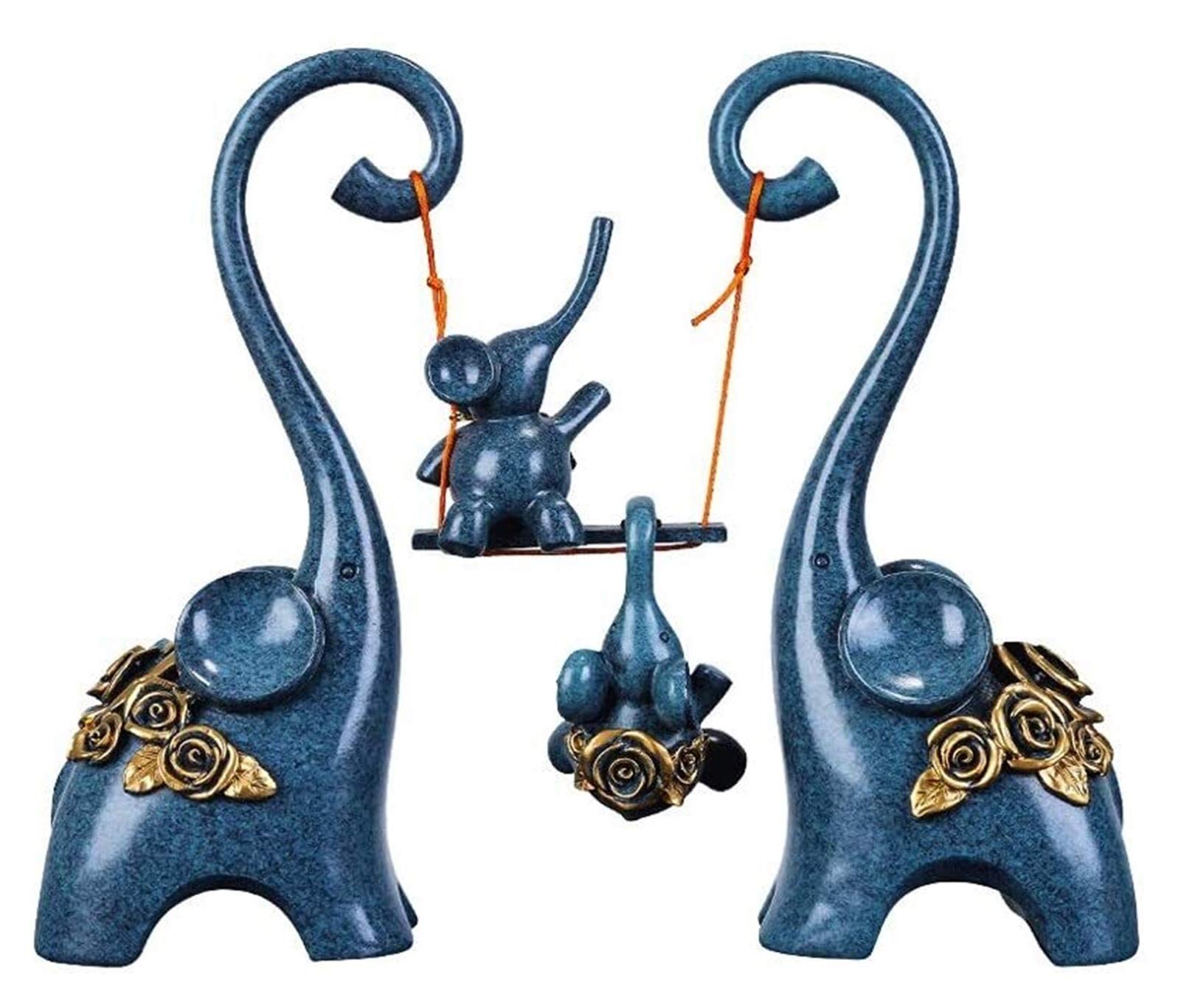 Handiya Elephant Statue - Resin Animal Sculpture for Home Decor, Jewelry Display & Garden Art | Family of Four Figurines for Living Room, Office & Outdoor Decor
