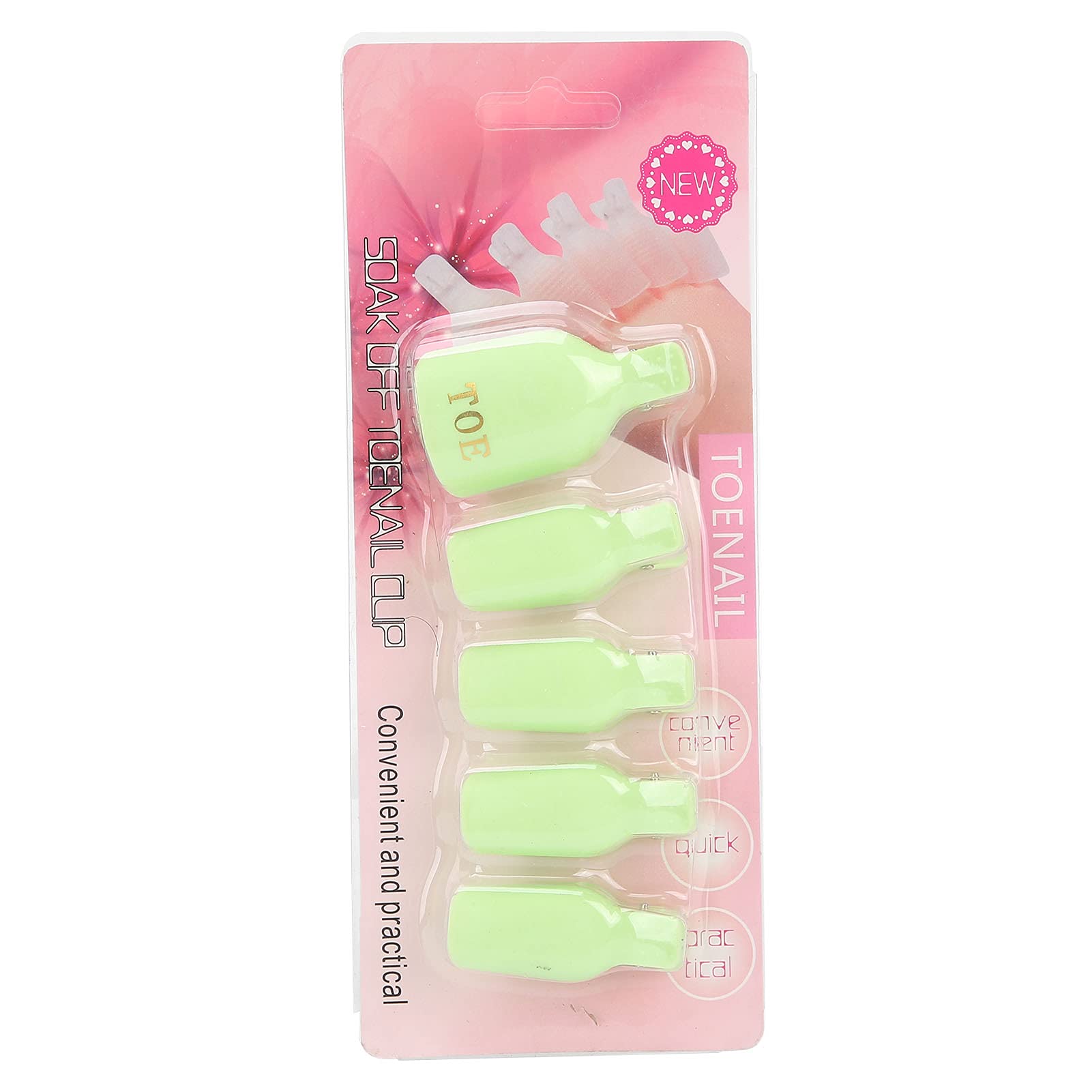 5pcs Nail Polish Remover Clips for Gel & Acrylic Nails - Salon & Home Use (Green)
