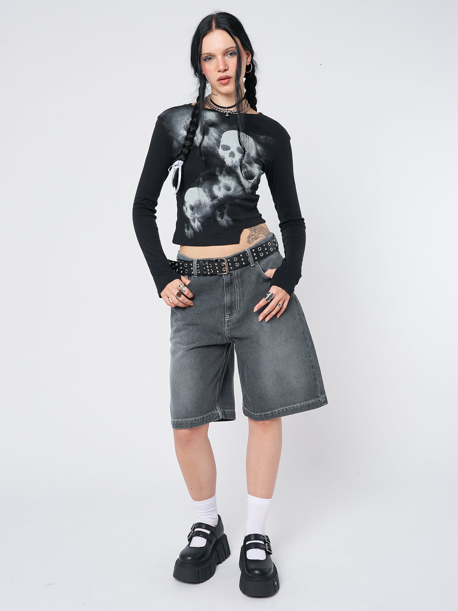 Naida Star Black Denim Shorts for Women - High Waist Distressed Jorts - Perfect for Summer Outfits, Beach Vacations & Casual Street Style