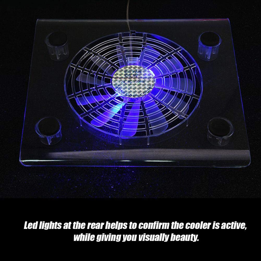 Ultra Quiet USB Laptop Cooling Pad with 6 RGB LED Fans - Adjustable Ergonomic Stand for Gaming Laptops, PS3, PC (Ideal for Gaming, Office Work & Long Computing Sessions)
