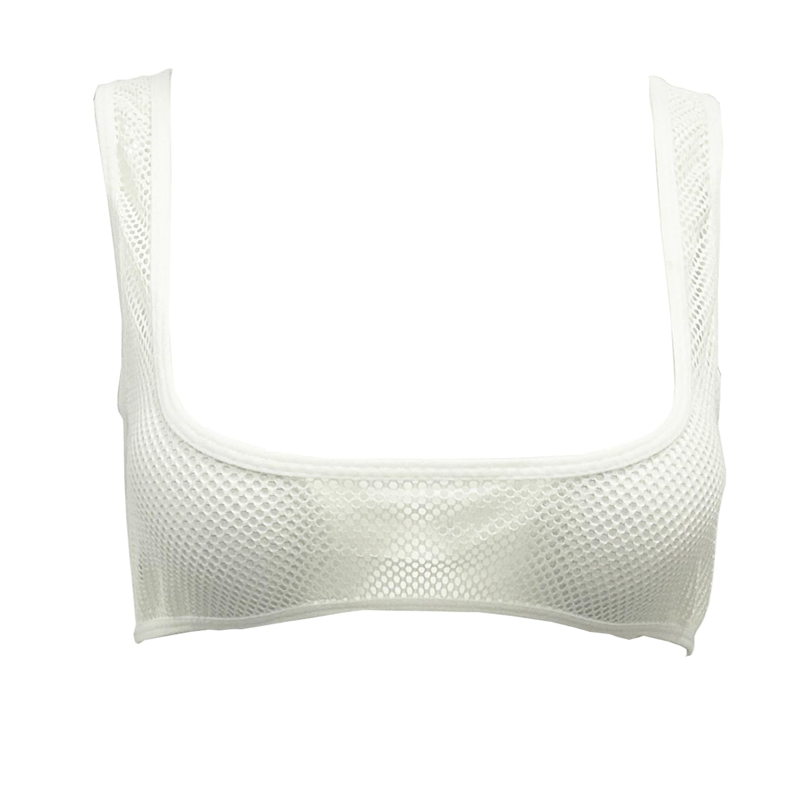 Sexy Women's Fishnet Mesh Crop Top - Deep U Neck Spaghetti Strap Tank Top with Built-in Bra for Nightclub, Party & Festival Outfits | Breathable Summer Fashion Top for Women