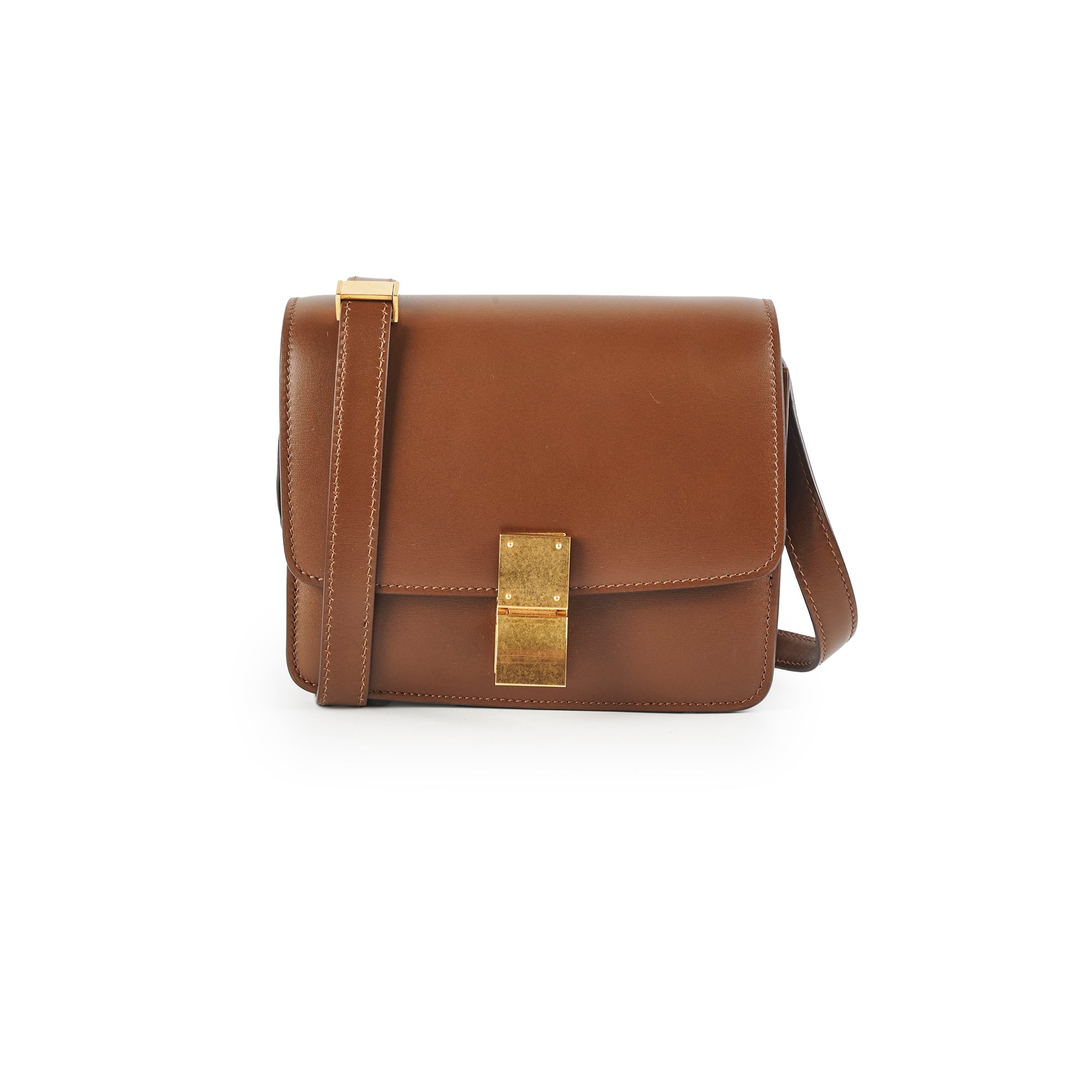 Celine Box Small Tan Leather Crossbody Bag for Women - Stylish & Luxurious Everyday Purse for Work, Travel & Date Night