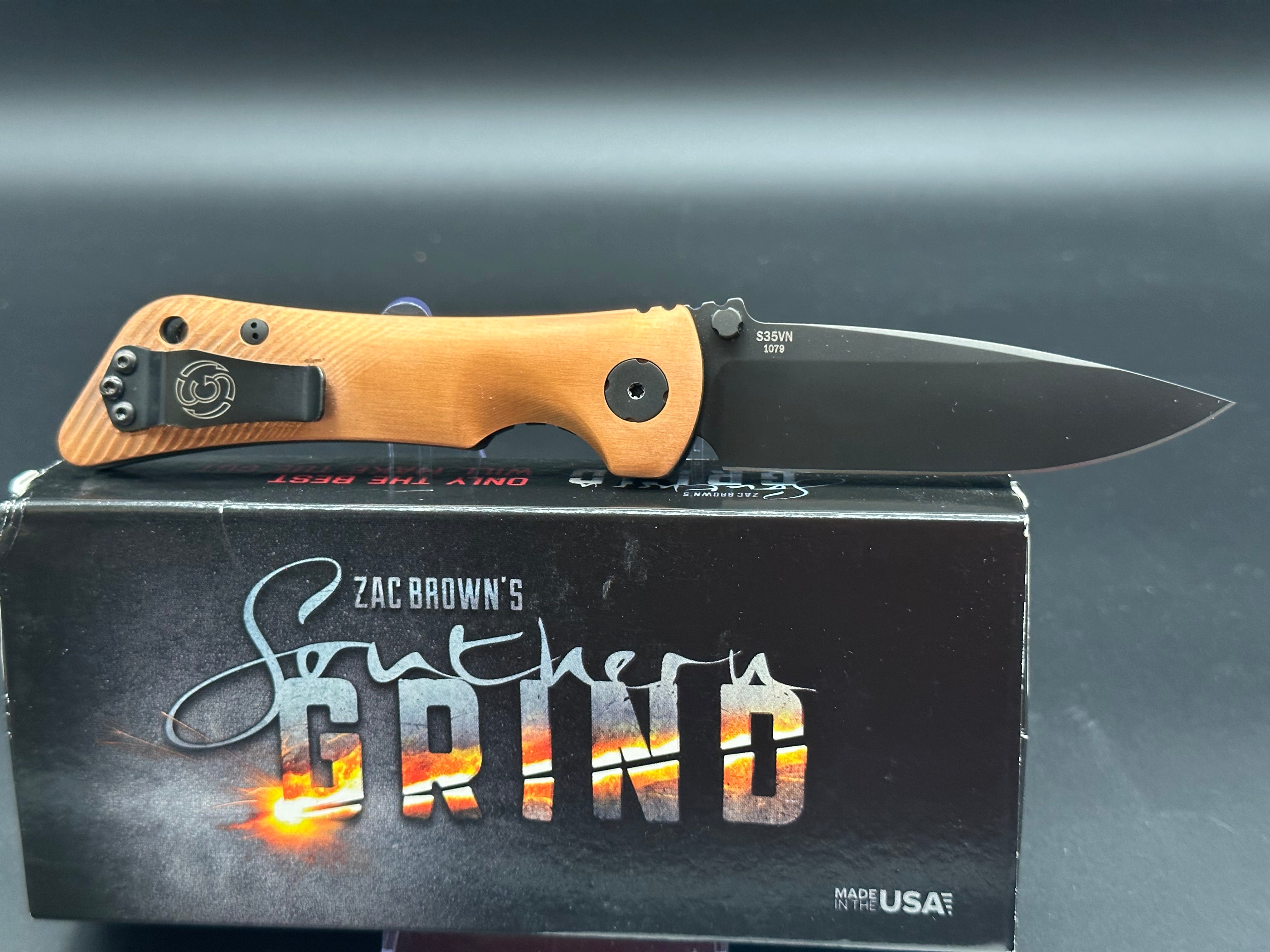 Southern Grind Spider Monkey Black Blade Folding Knife with Copper Handle - EDC, Camping, Survival & Outdoor Activities