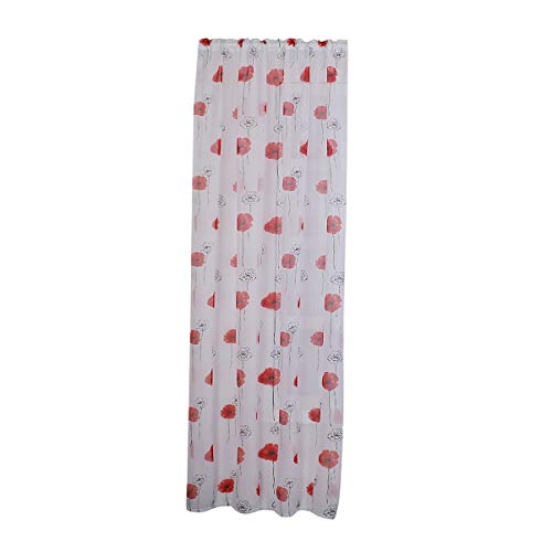 LIOOBO Blackout Window Curtains - Lotus Embroidered Room Darkening Drapes with Rod Pocket, Sheer Valance for Living Room & Bedroom (Red) | Perfect for Home Decor, Privacy & Light Control