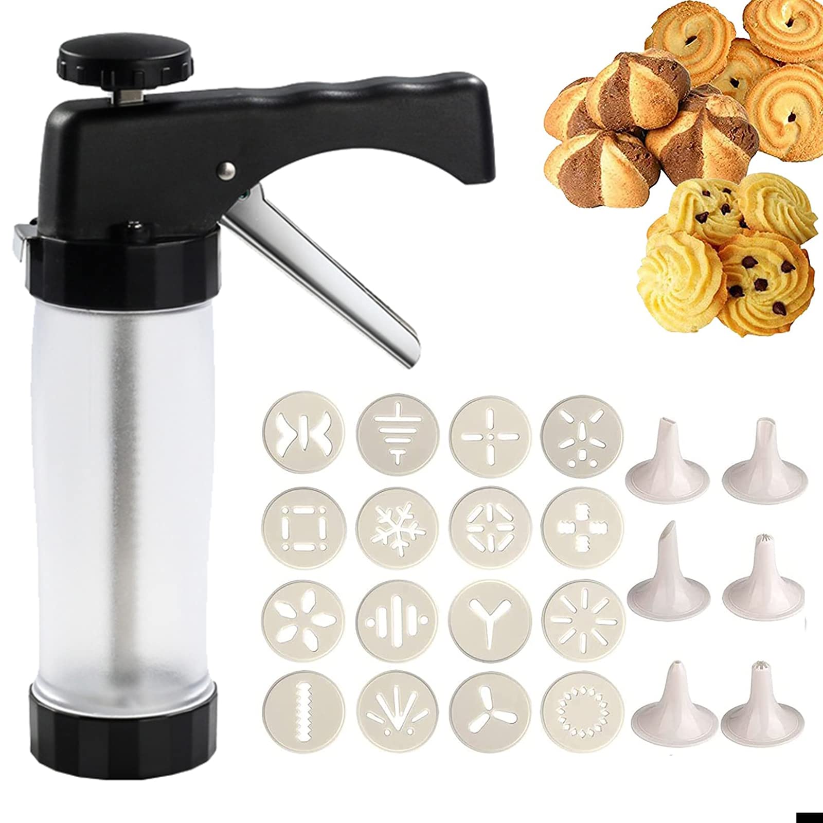 Premium 23-Piece Cookie Press Set - Stainless Steel Cookie Gun with Molds & Piping Tips for Easy Baking - DIY Pastry Tools for Homemade Cookies, Cakes & Treats - Perfect for Holidays, Parties & Gift Giving