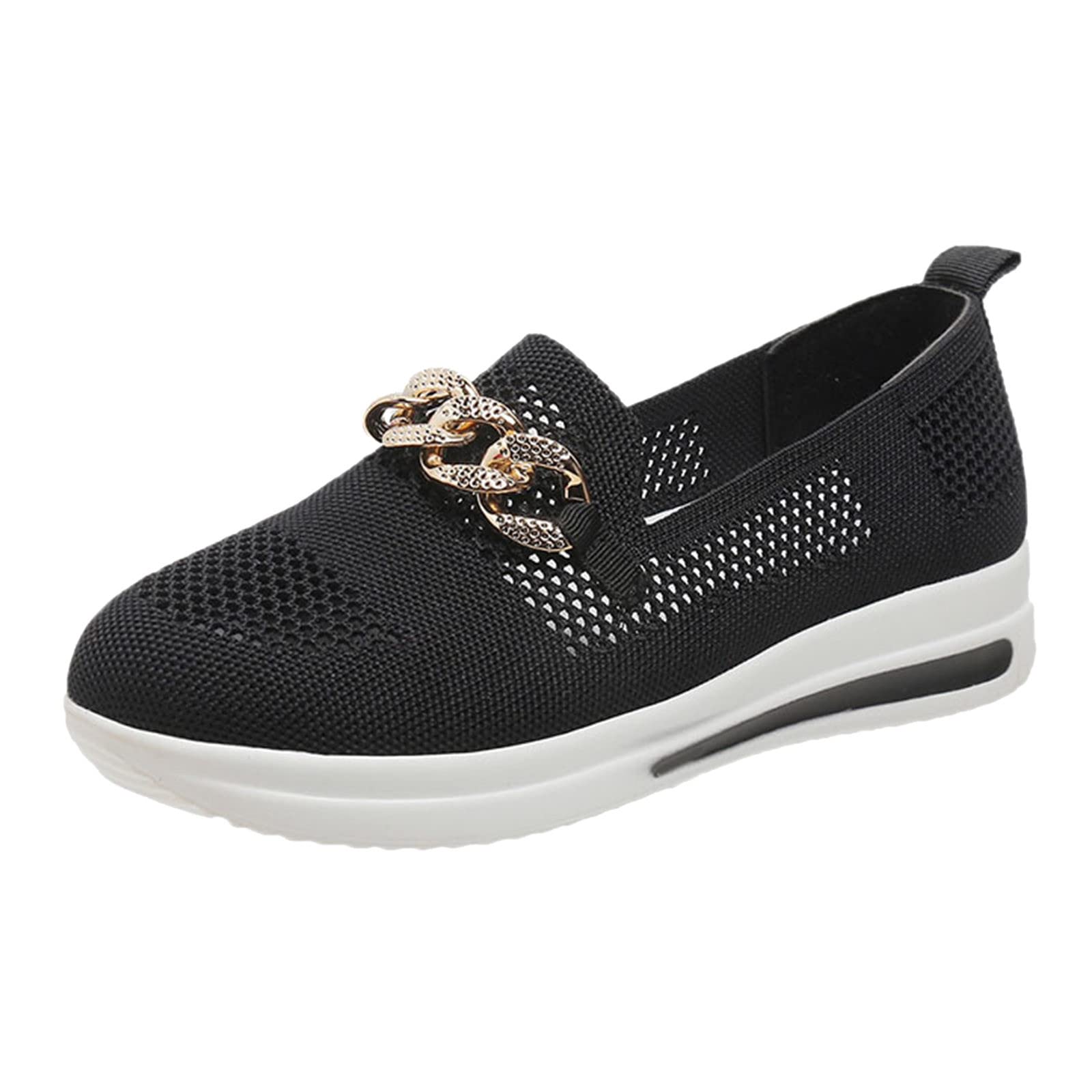 Women's Casual Sports Shoes - Breathable Mesh & Metal Chain Design, Thick Sole for Comfort, Arch Support Water Shoes | Perfect for Running, Gym Workouts & Outdoor Activities