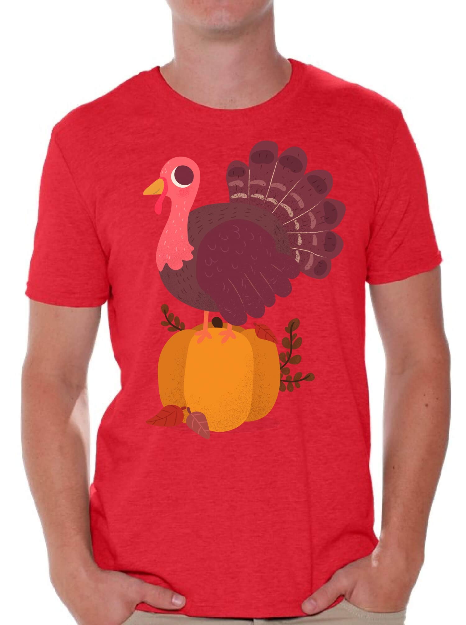 Awkward Styles Thanksgiving T-Shirt - Happy Turkey Graphic Tee for Men | Funny Holiday Shirts for Family Gatherings & Friendsgiving Parties