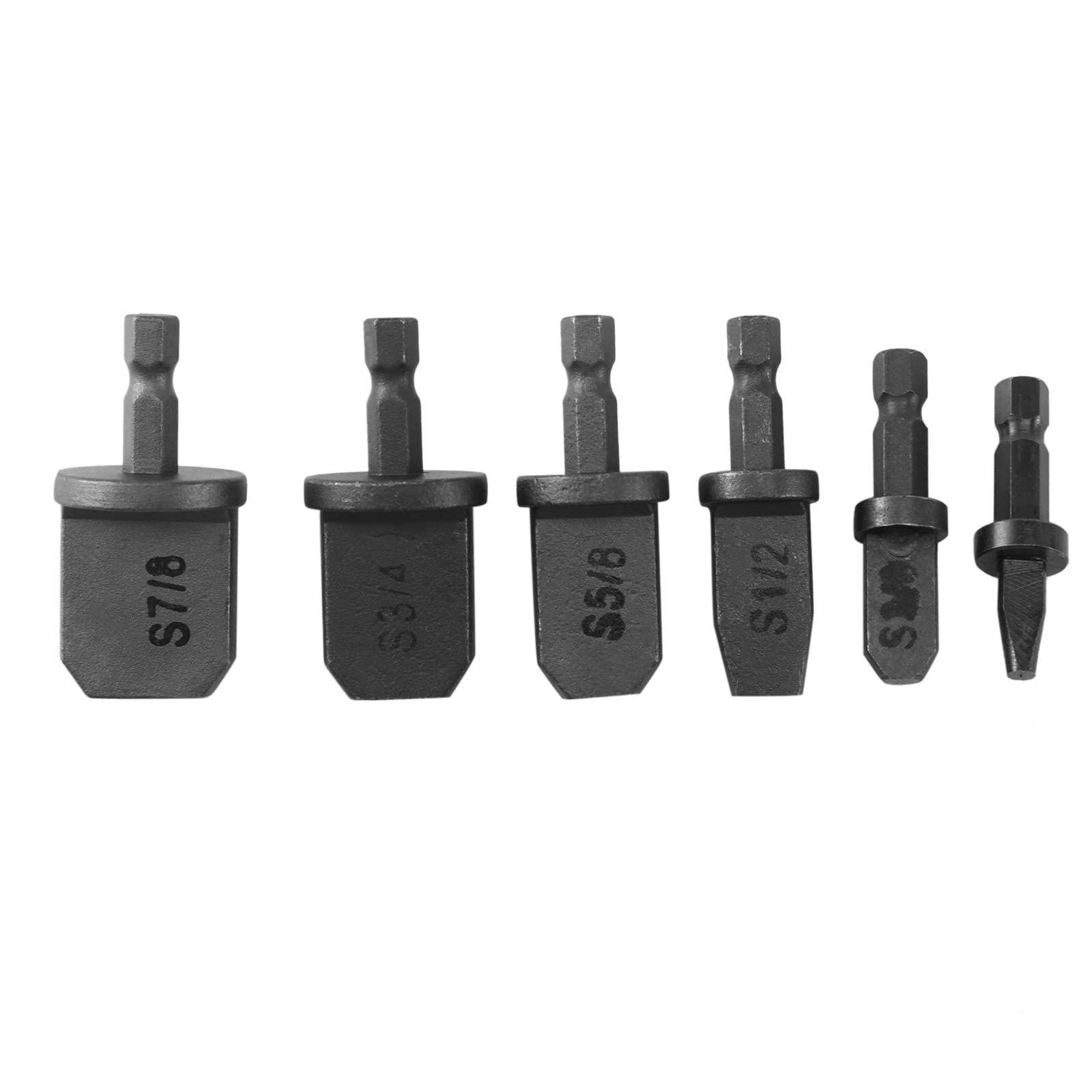 6 Pcs Swaging Tool Drill Bit Set - Multifunction Copper Pipe Flaring Tool Kit with Portable Bearing Steel Drill Bit Expander for Plumbing, HVAC & DIY Projects (Black)
